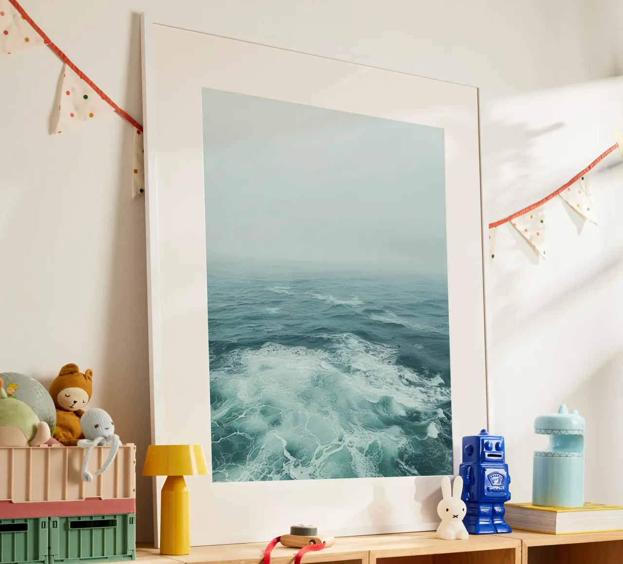 Riverbero di menta poster con telaio in plastica da PhotoVibe Decor