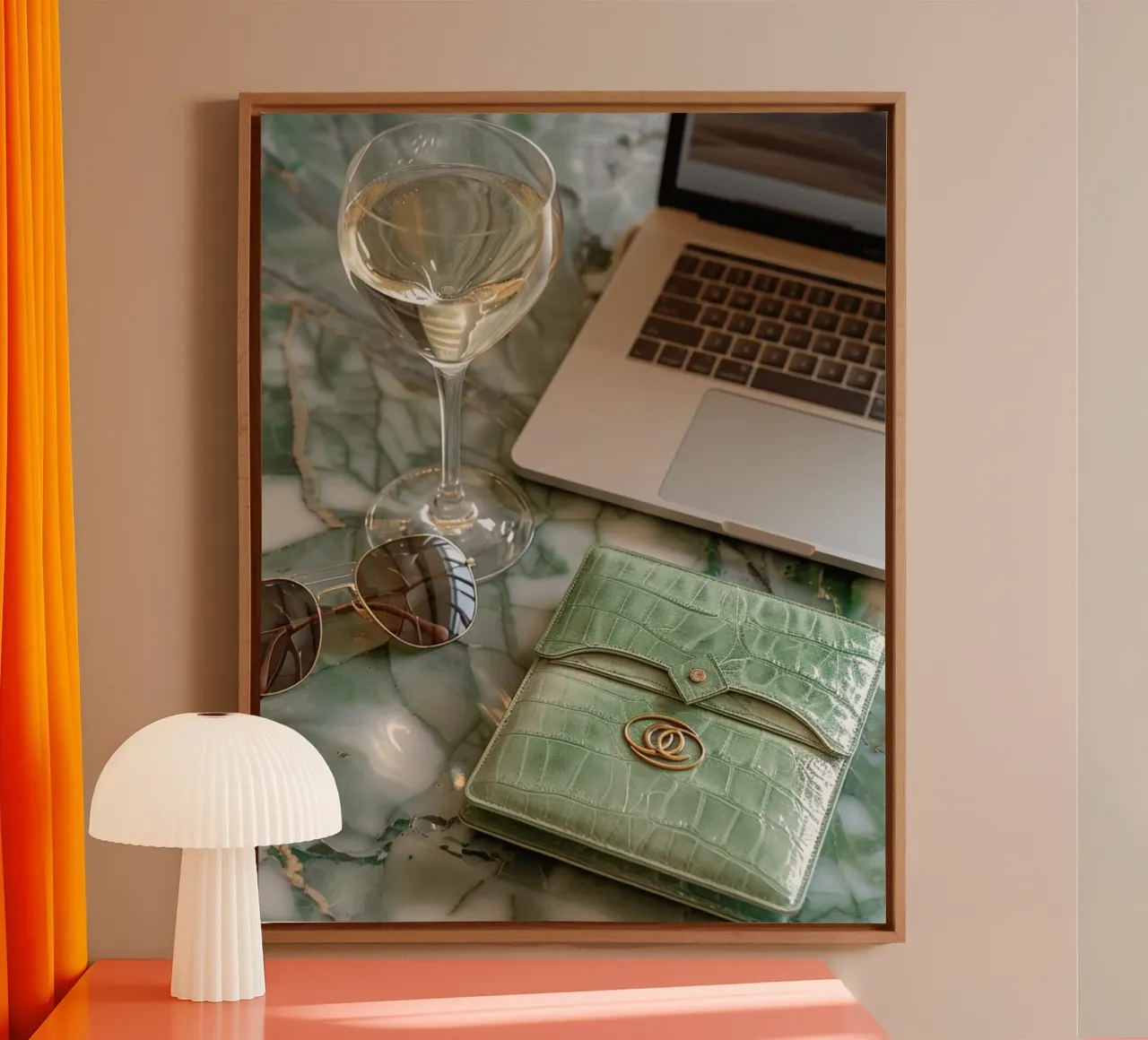 Riverbero di menta tela con Cornice a cassetta da PhotoVibe Decor