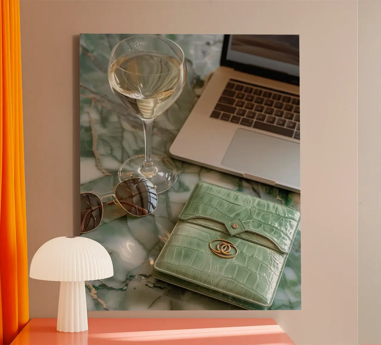 Riverbero di menta tela con Cornice a cassetta da PhotoVibe Decor
