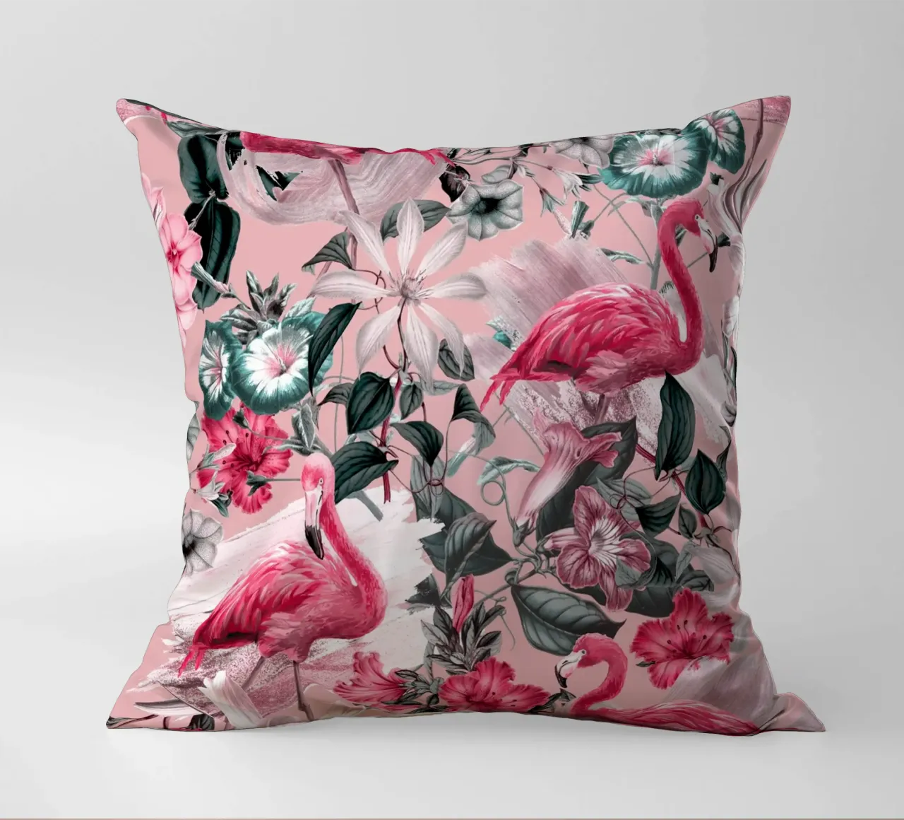 Flamingo and Floral III cuscino da burcukorkmazyurek