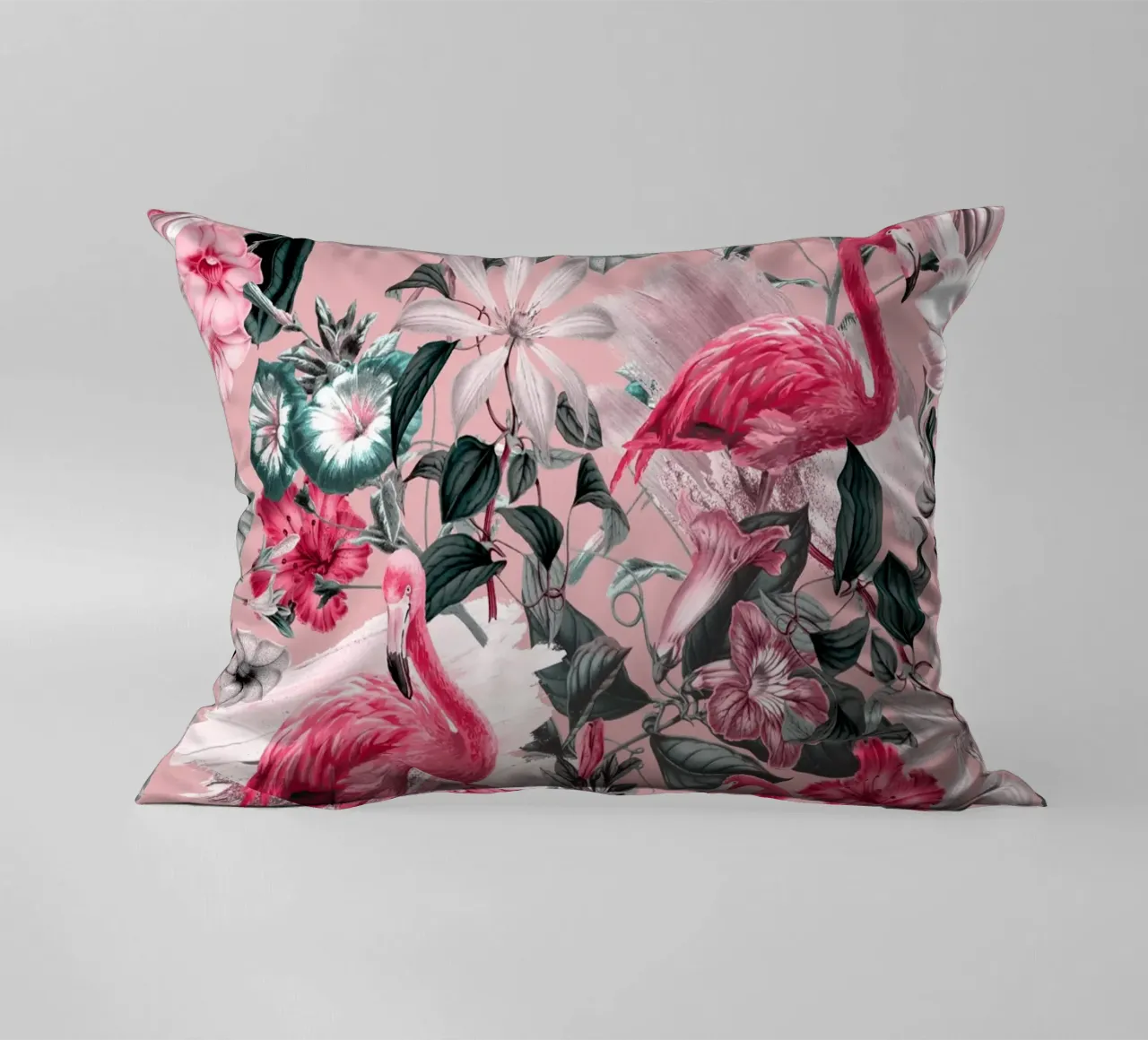 Flamingo and Floral III cuscino da burcukorkmazyurek