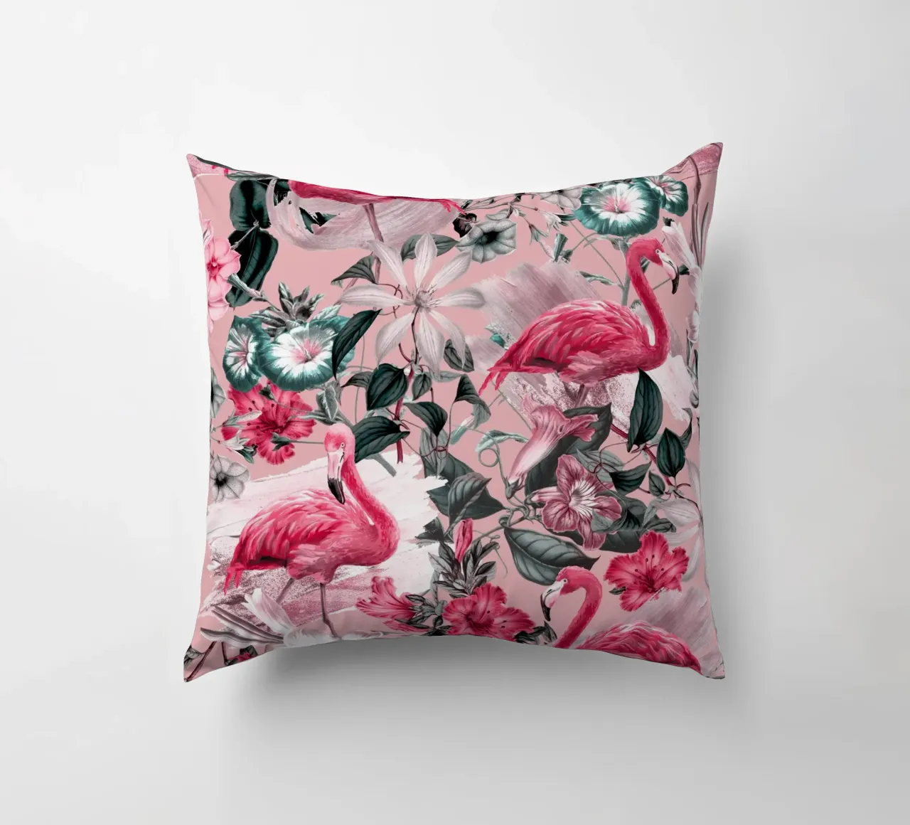 Flamingo and Floral III cuscino da burcukorkmazyurek