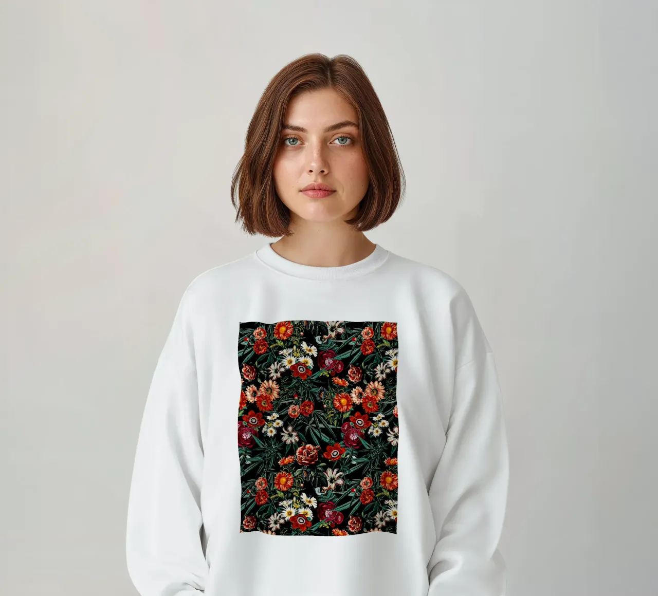 Marijuana and Floral Pattern felpa da burcukorkmazyurek