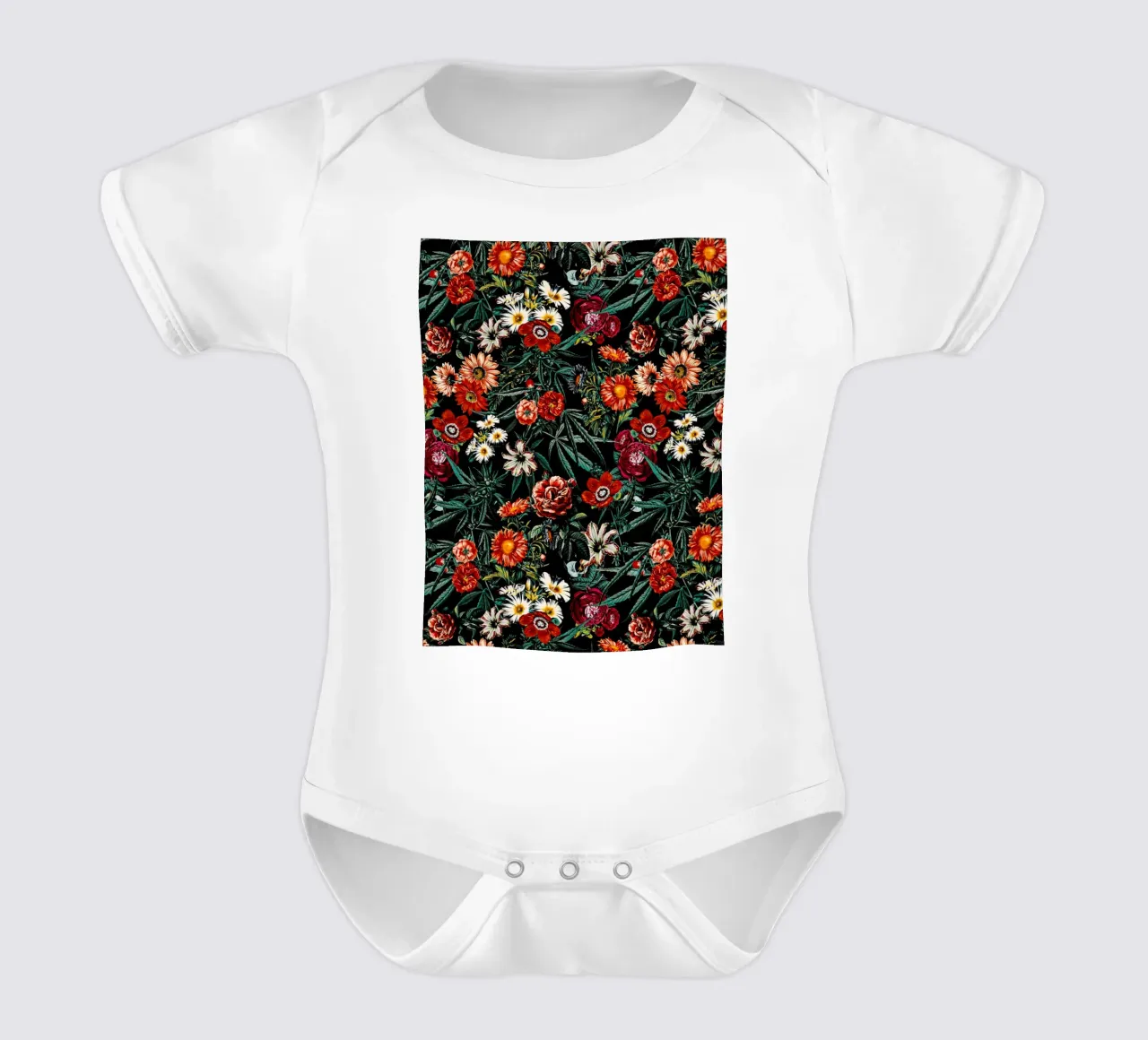 Marijuana and Floral Pattern body neonato maniche corte da burcukorkmazyurek