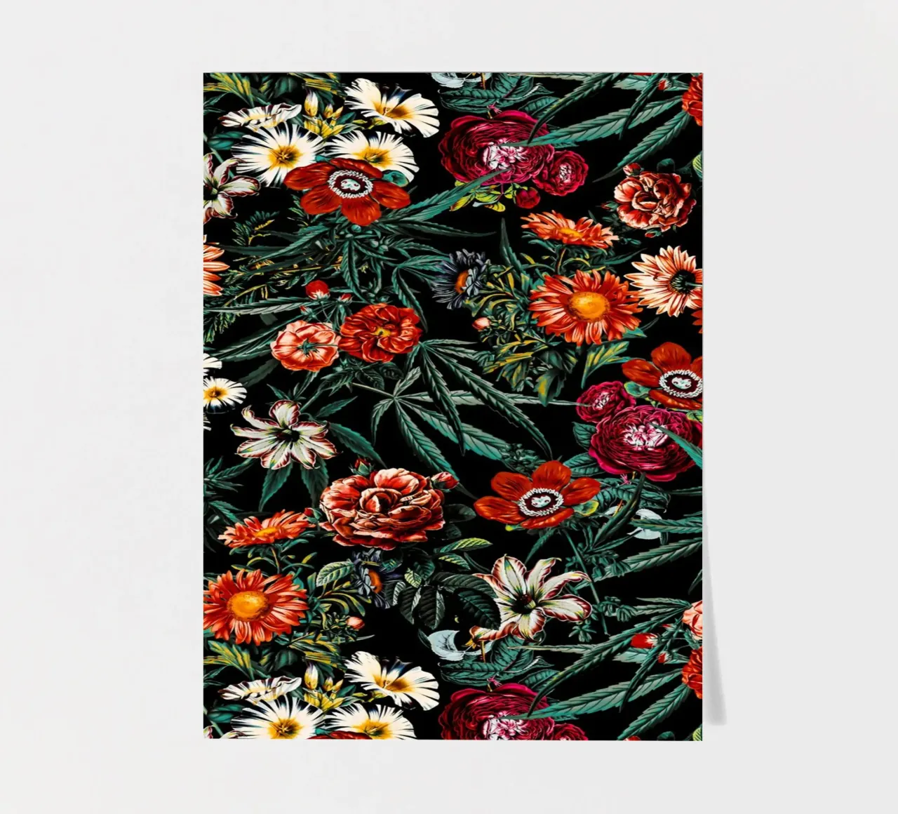 Marijuana and Floral Pattern planche autocollant de burcukorkmazyurek