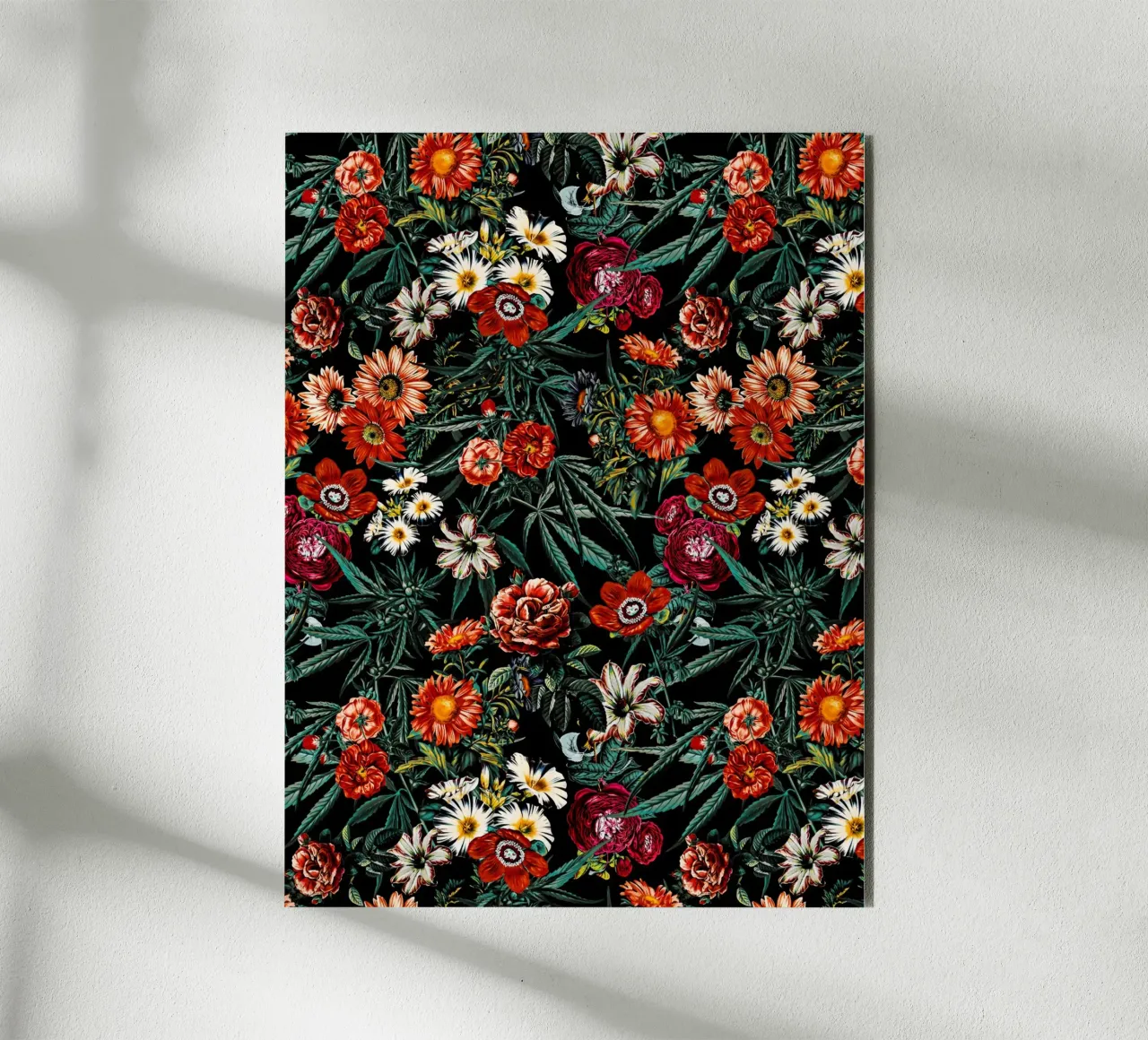 Marijuana and Floral Pattern alluminio dibond da burcukorkmazyurek
