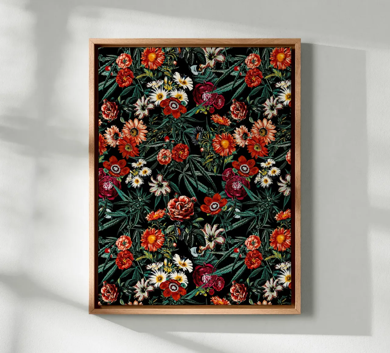 Marijuana and Floral Pattern tela con Cornice a cassetta da burcukorkmazyurek