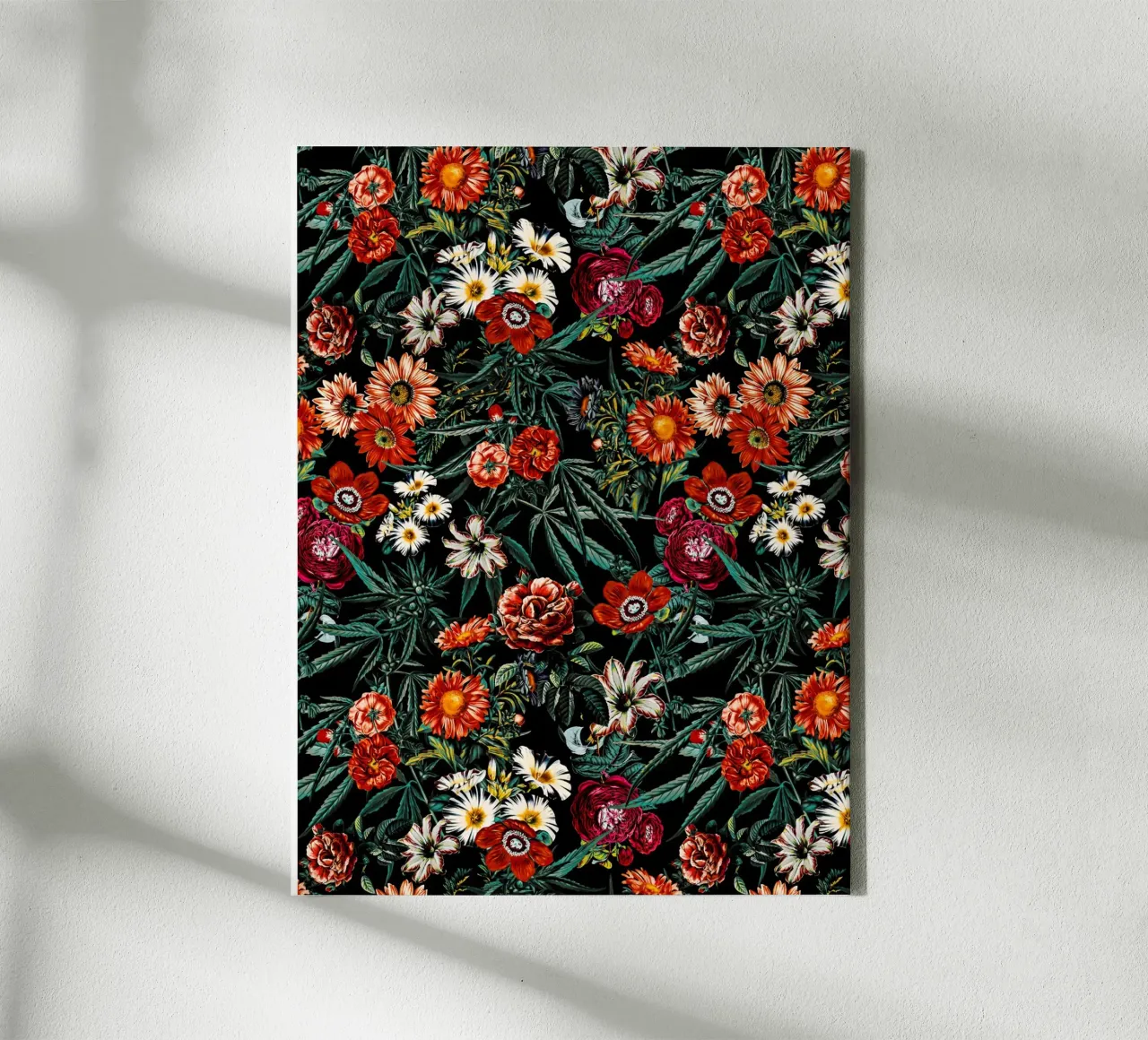 Marijuana and Floral Pattern tela con Cornice a cassetta da burcukorkmazyurek
