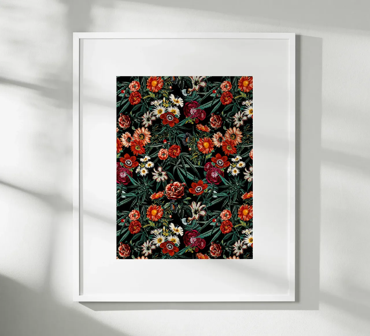 Marijuana and Floral Pattern carta hahnemühle da burcukorkmazyurek