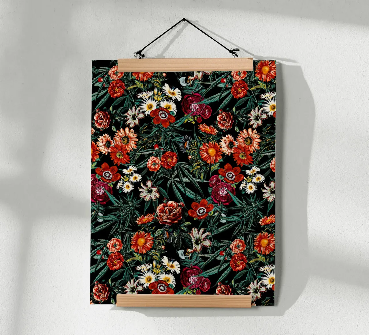 Marijuana and Floral Pattern carta hahnemühle da burcukorkmazyurek