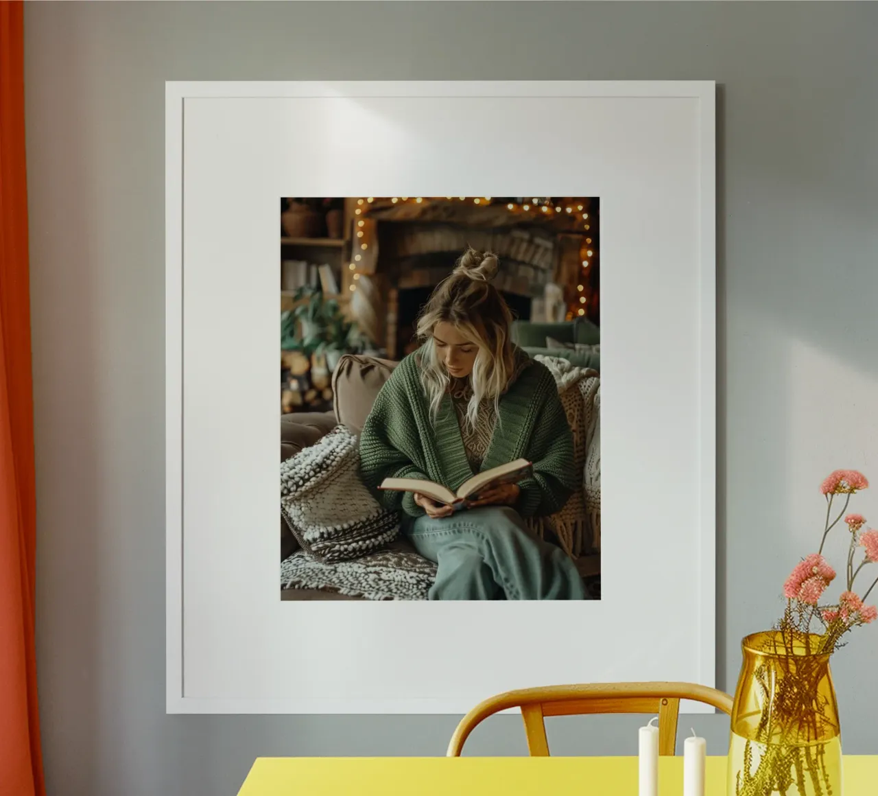 Riverbero di menta poster con telaio in legno da PhotoVibe Decor