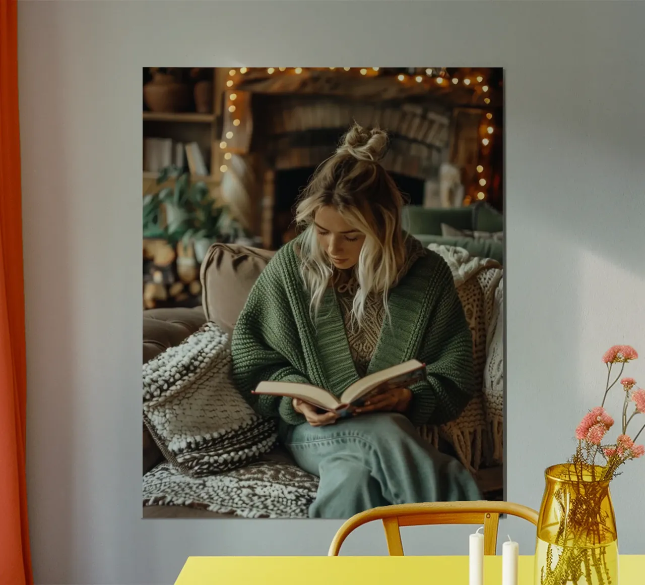Riverbero di menta poster con telaio in legno da PhotoVibe Decor