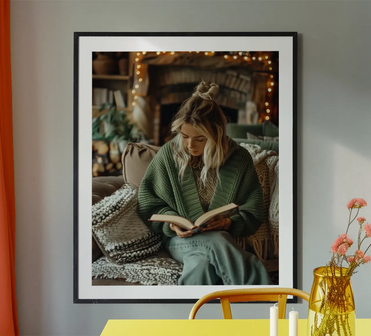 Riverbero di menta poster con telaio in legno da PhotoVibe Decor