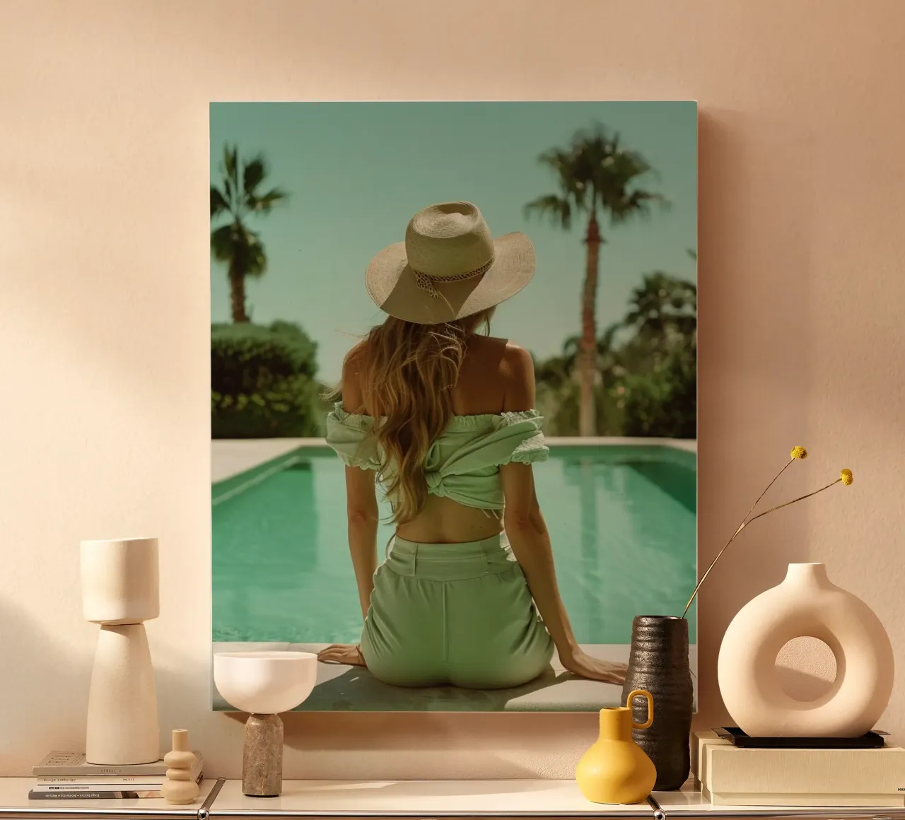 Mint Reverie canvas with Floater frame by PhotoVibe Decor