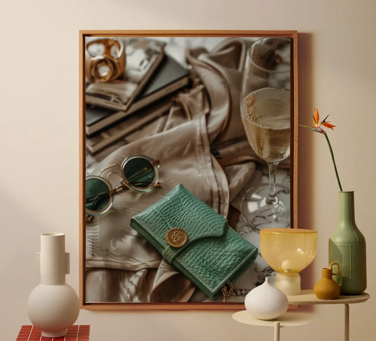 Riverbero di menta tela con Cornice a cassetta da PhotoVibe Decor