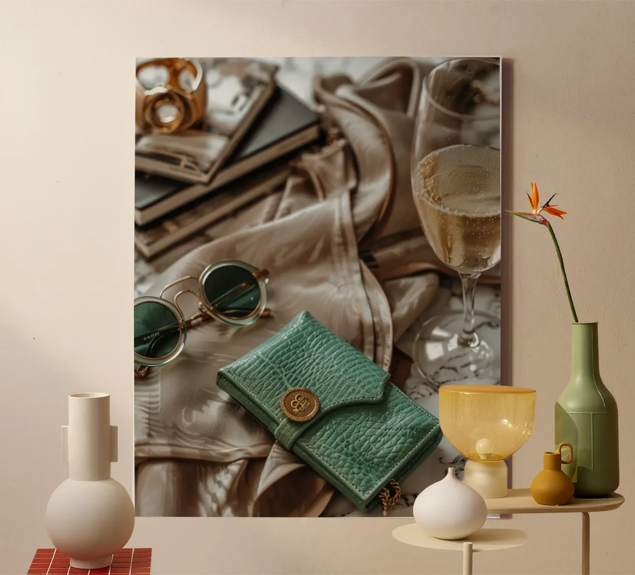 Riverbero di menta tela con Cornice a cassetta da PhotoVibe Decor