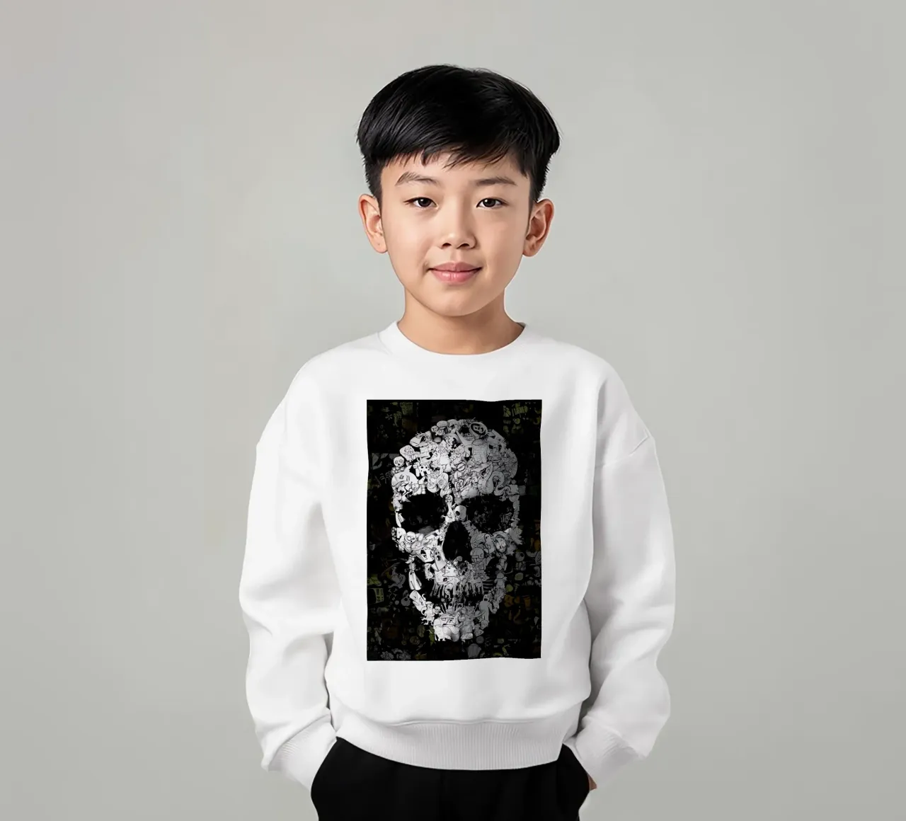 Doodle Skull kids sweatshirt by Ali Gulec