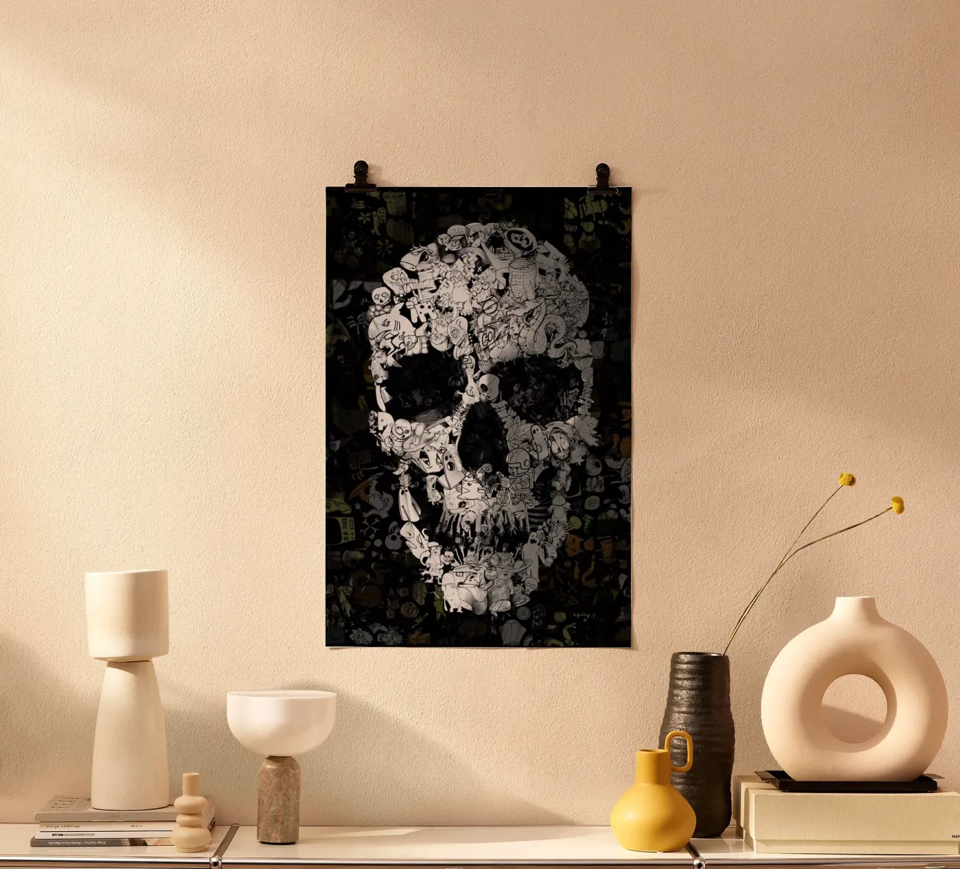 Doodle Skull poster van Ali Gulec