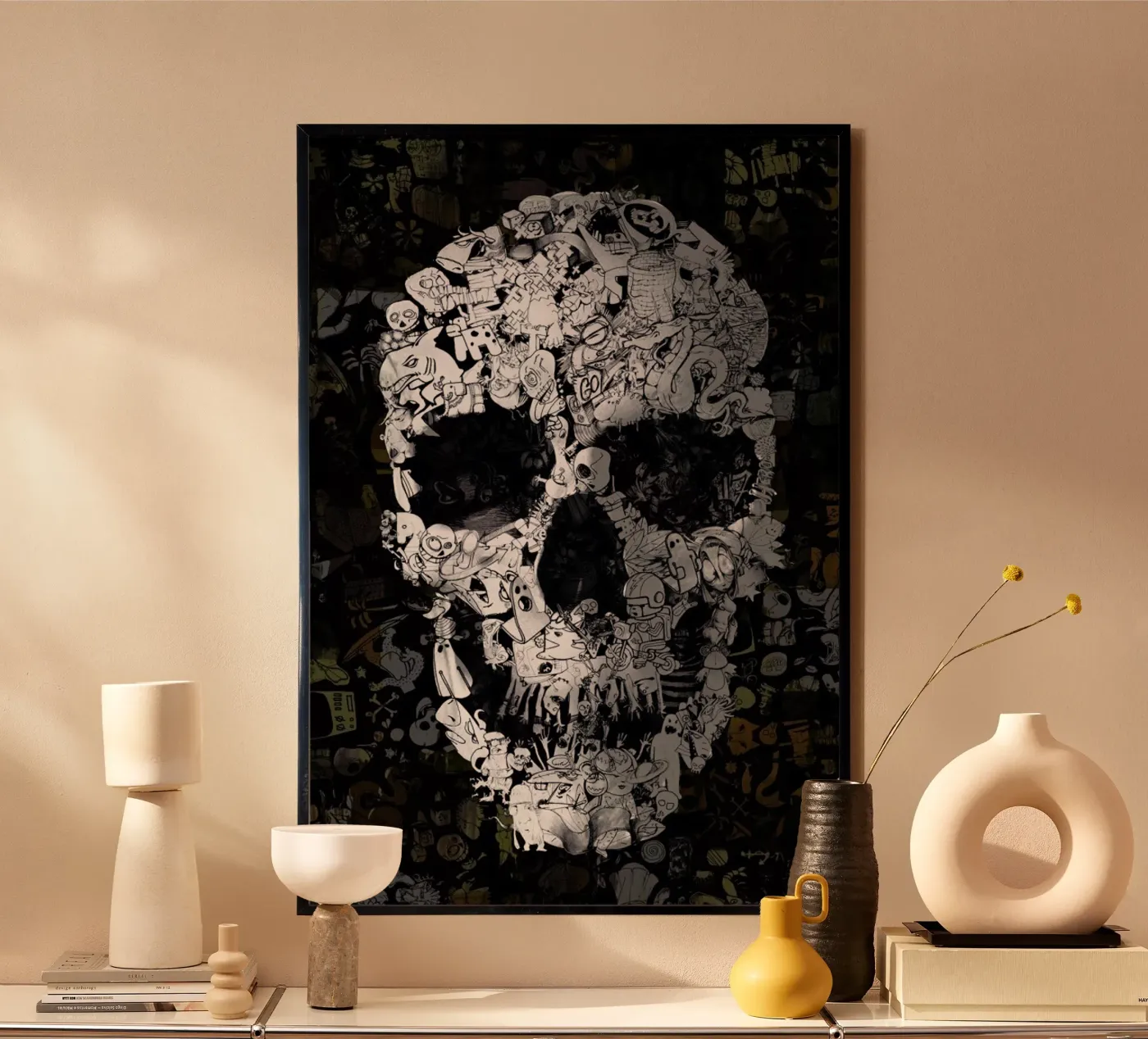 Doodle Skull poster van Ali Gulec