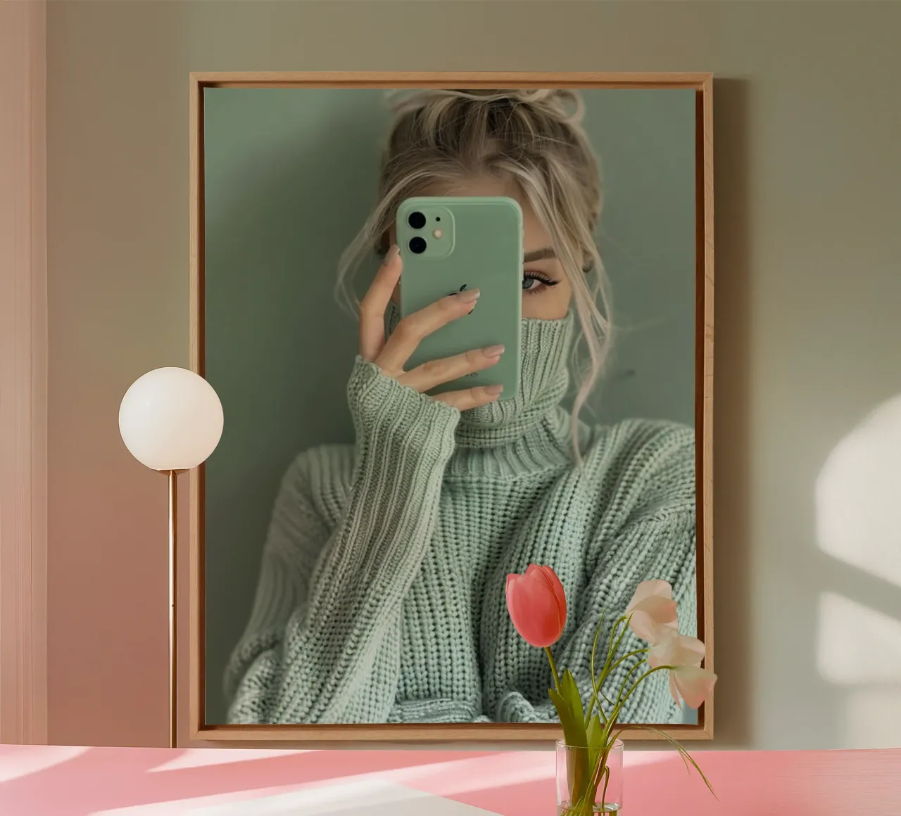 Mint Reverie canvas with Floater frame by PhotoVibe Decor