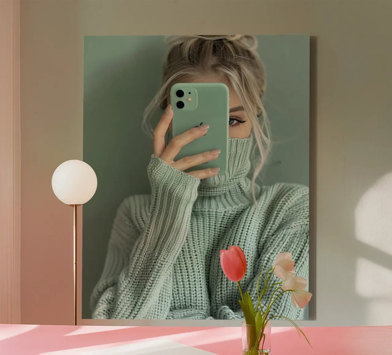 Mint Reverie canvas with Floater frame by PhotoVibe Decor