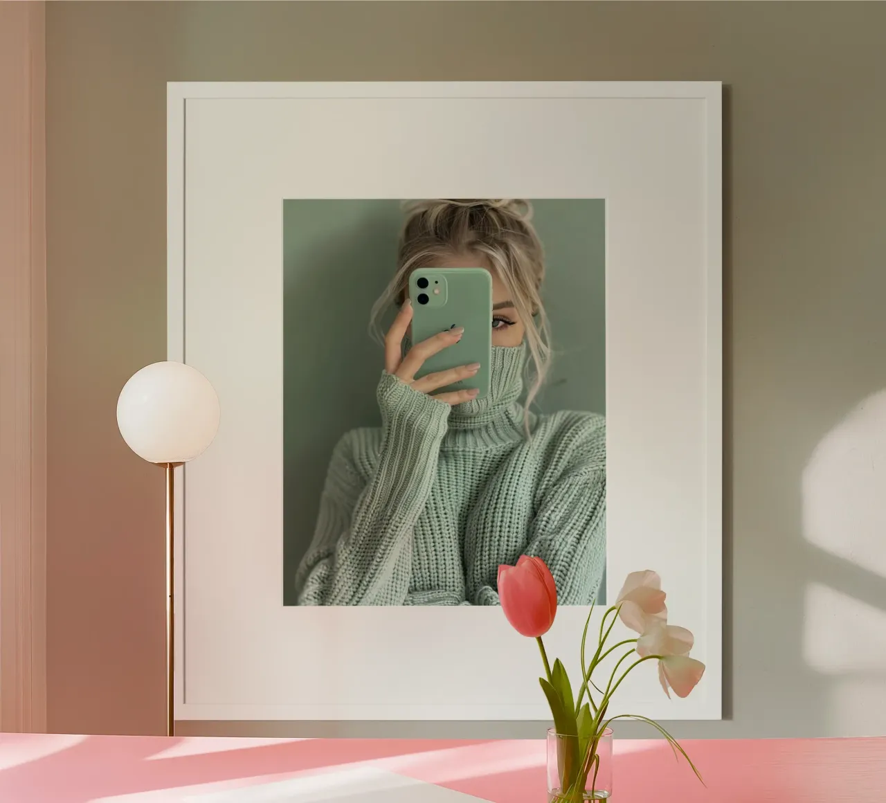 Riverbero di menta poster con telaio in alluminio da PhotoVibe Decor