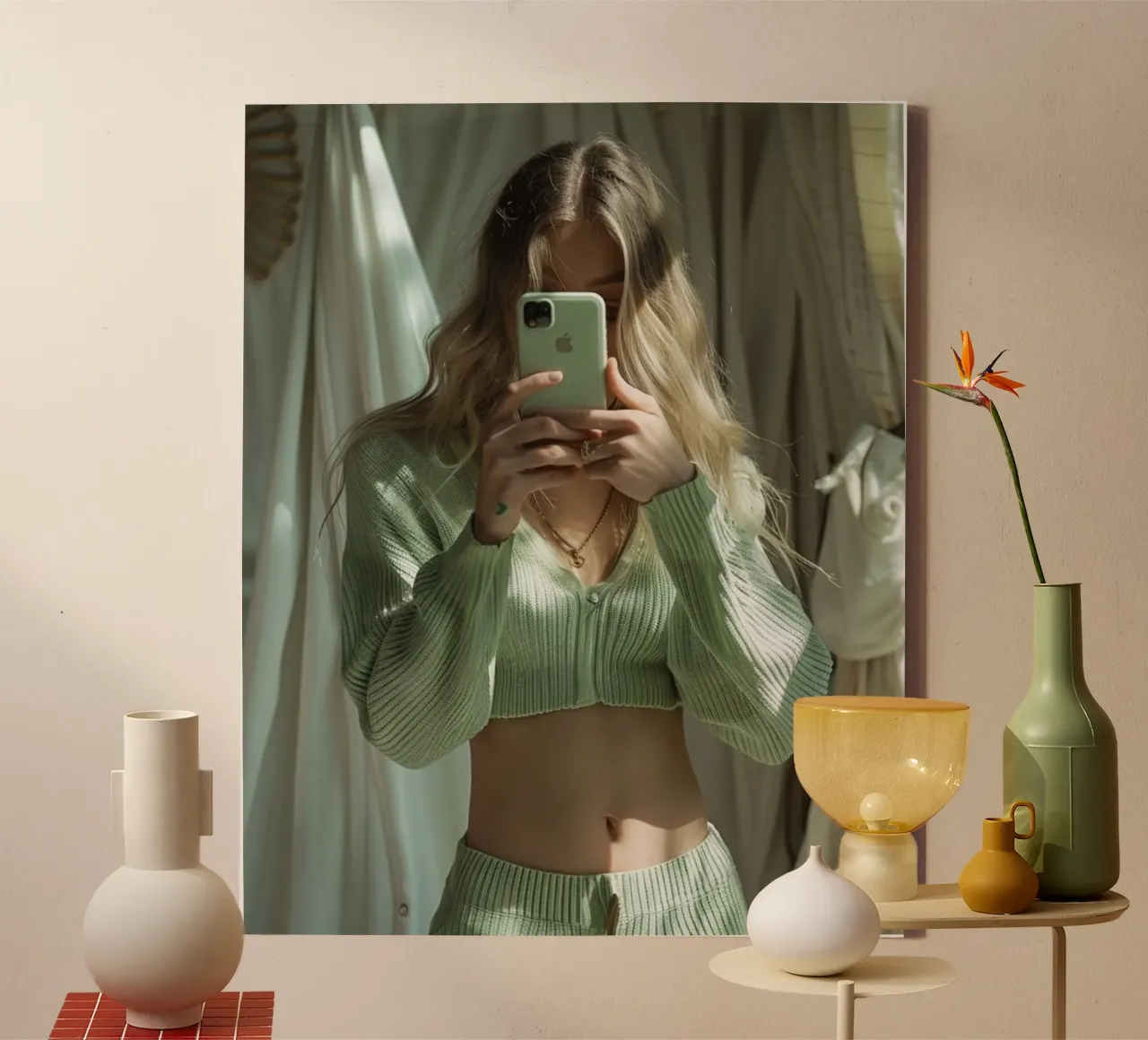 Mint Reverie canvas with Floater frame by PhotoVibe Decor