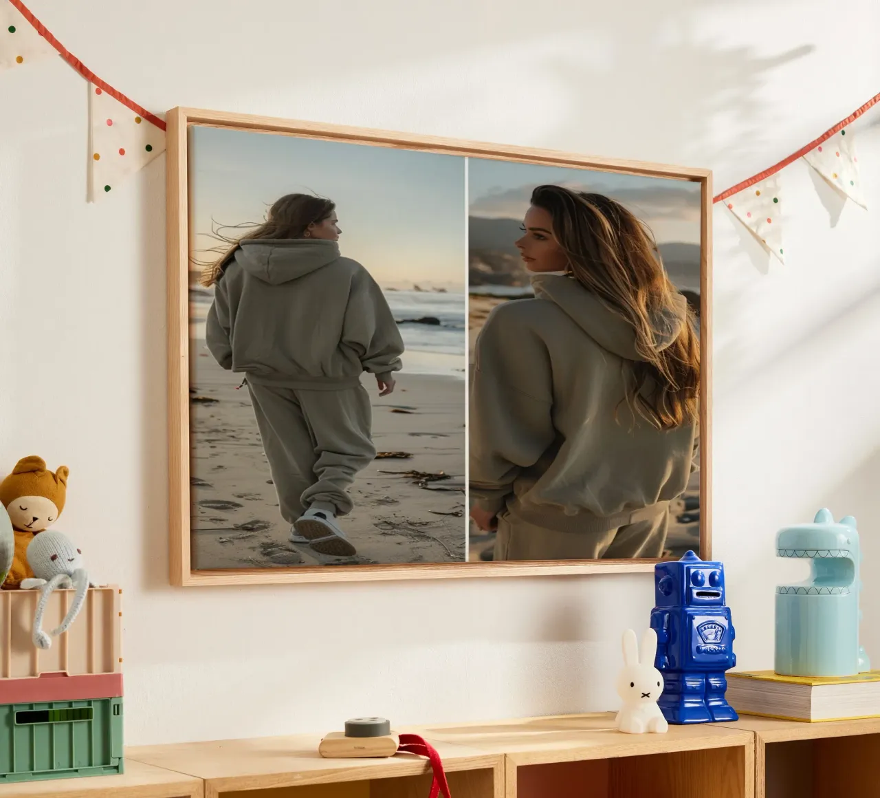 Mint Reverie canvas with Floater frame by PhotoVibe Decor