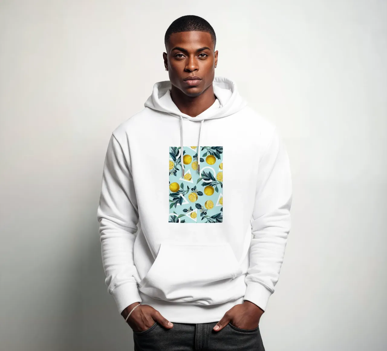 Geometric and Lemon Pattern III sweat à capuche de burcukorkmazyurek
