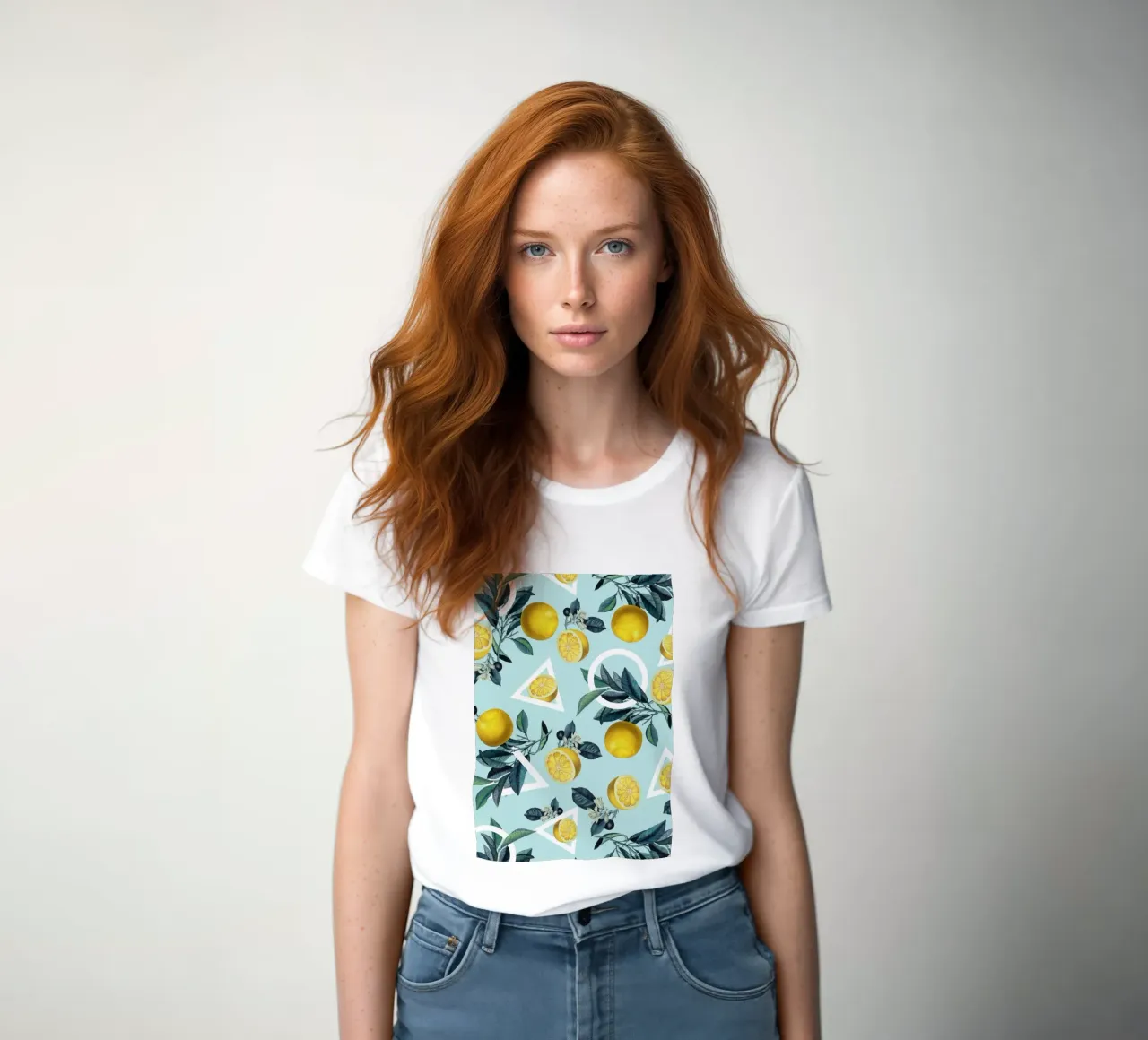 Geometric and Lemon Pattern III t-shirt da donna da burcukorkmazyurek