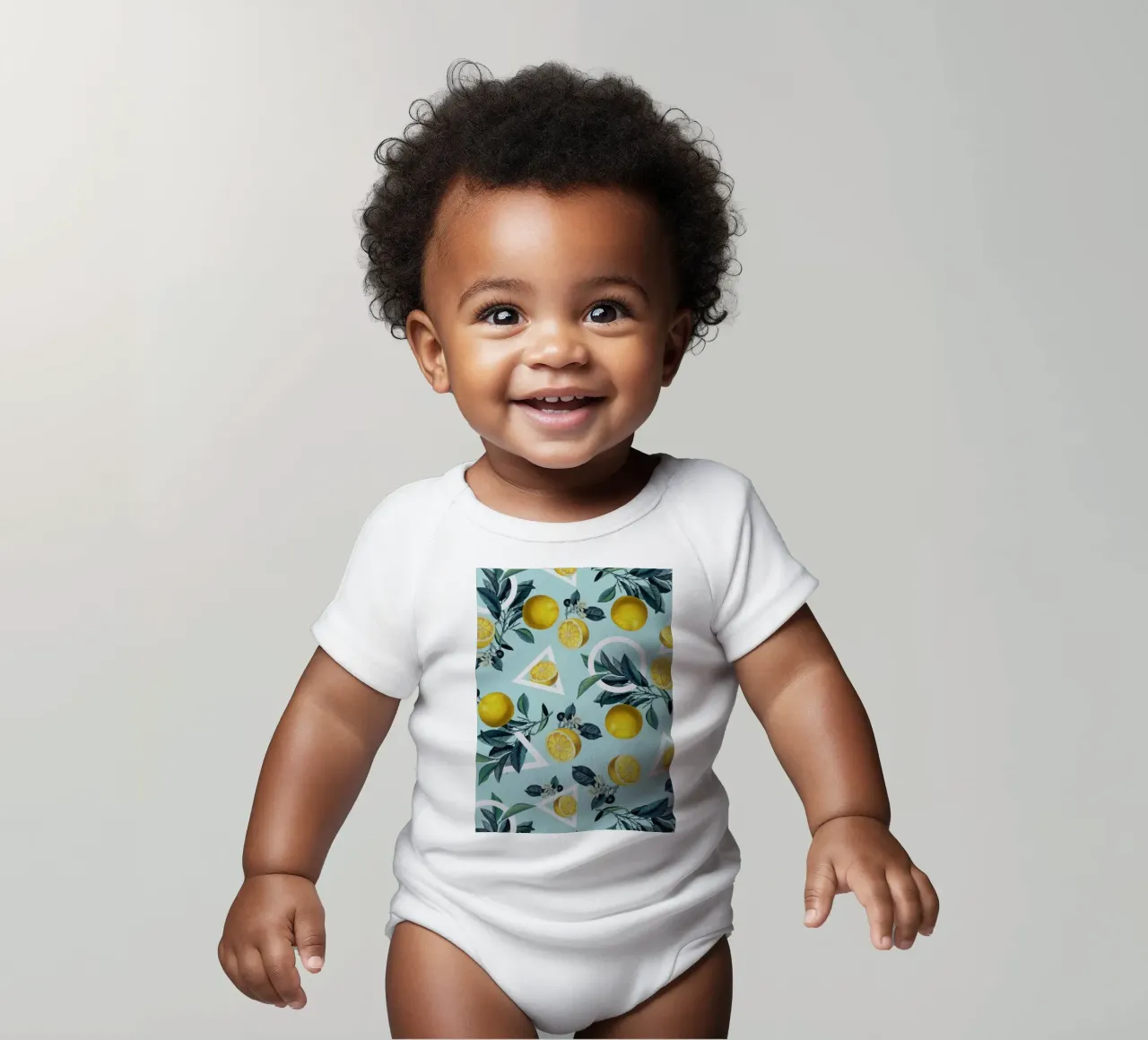 Geometric and Lemon Pattern III Kurzarm Babybody von burcukorkmazyurek