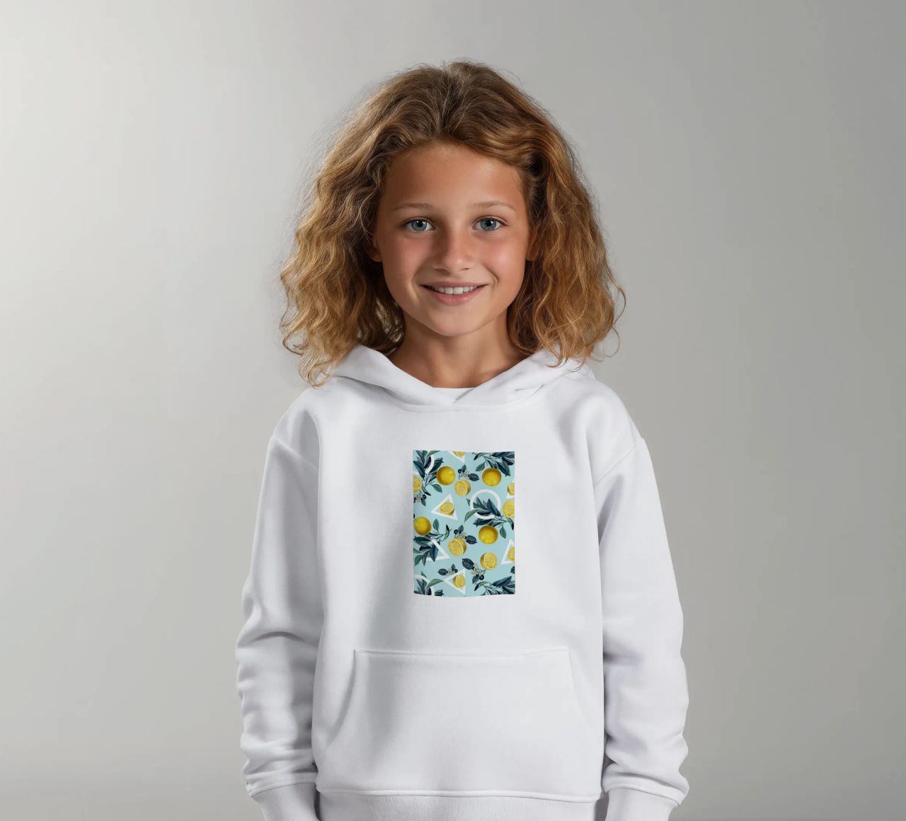 Geometric and Lemon Pattern III felpa bambino con cappuccio da burcukorkmazyurek