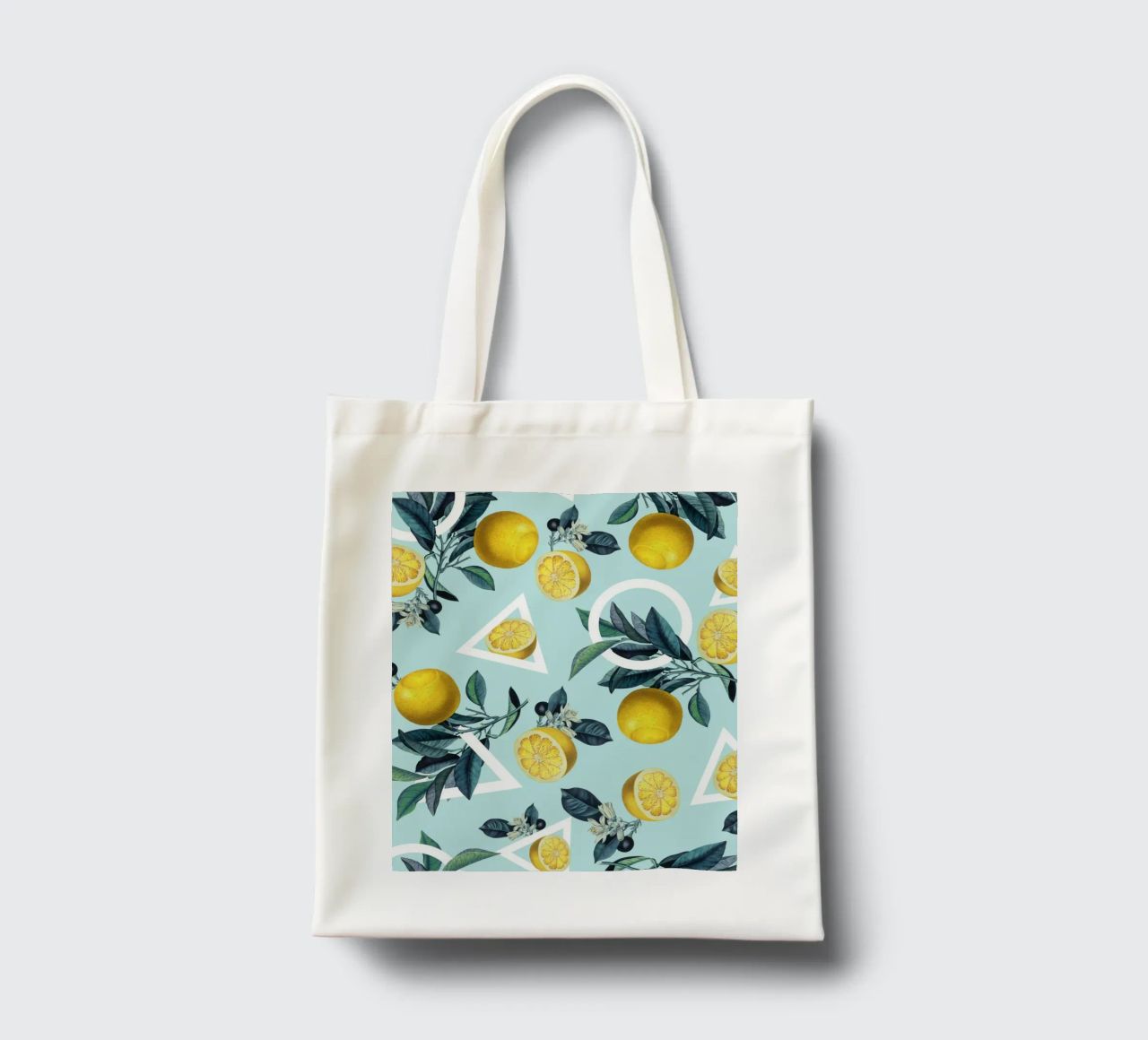 Geometric and Lemon Pattern III borsa in juta da burcukorkmazyurek