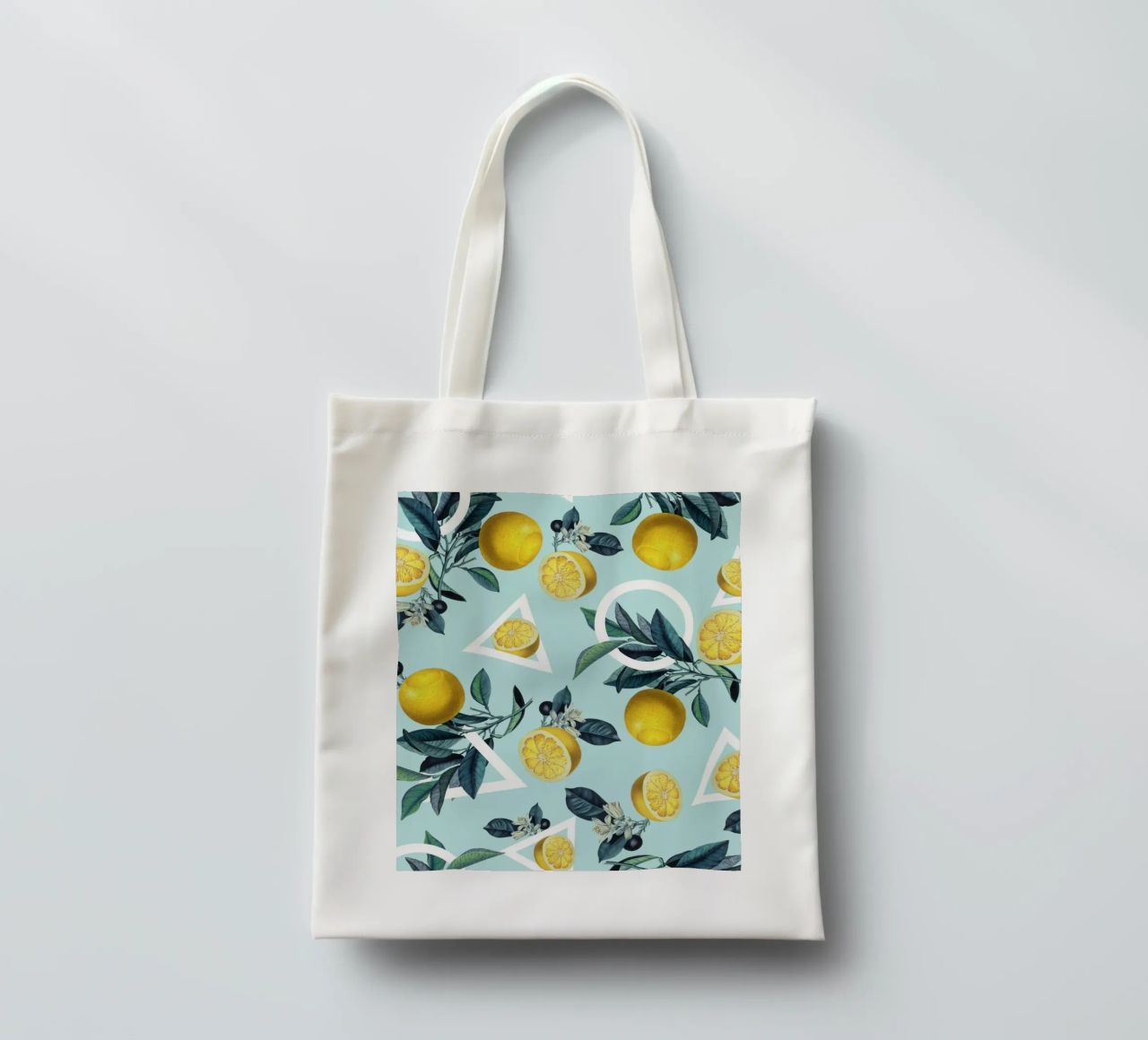 Geometric and Lemon Pattern III borsa in juta da burcukorkmazyurek