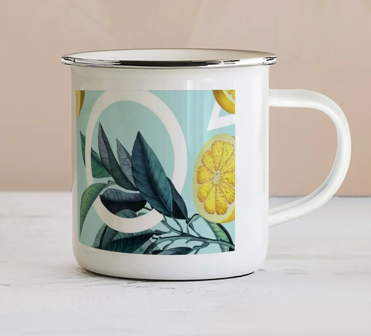 Geometric and Lemon Pattern III Emaille Tasse von burcukorkmazyurek