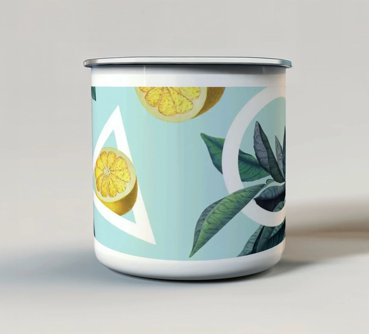 Geometric and Lemon Pattern III tazza in smalto da burcukorkmazyurek