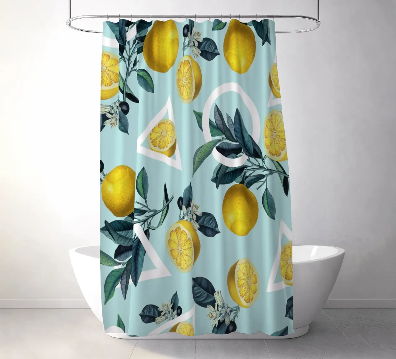 Geometric and Lemon Pattern III Duschvorhang von burcukorkmazyurek