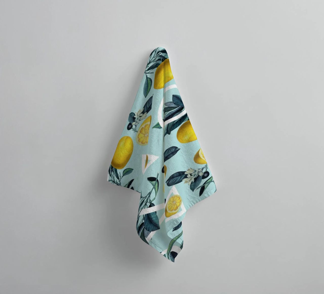 Geometric and Lemon Pattern III towel by burcukorkmazyurek