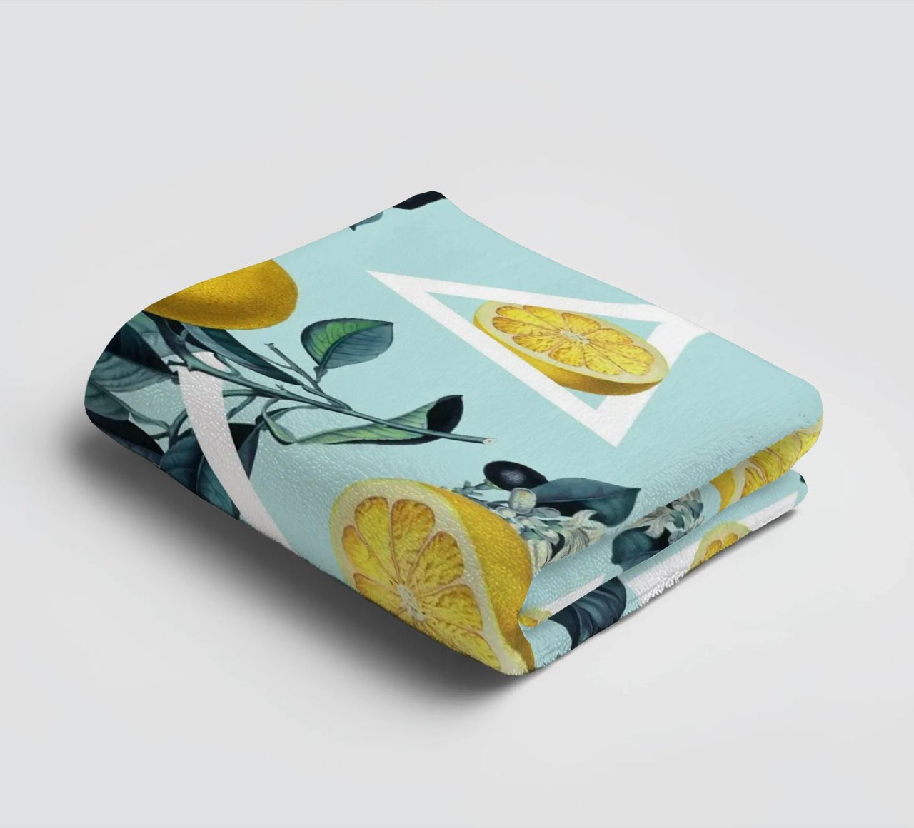 Geometric and Lemon Pattern III towel by burcukorkmazyurek