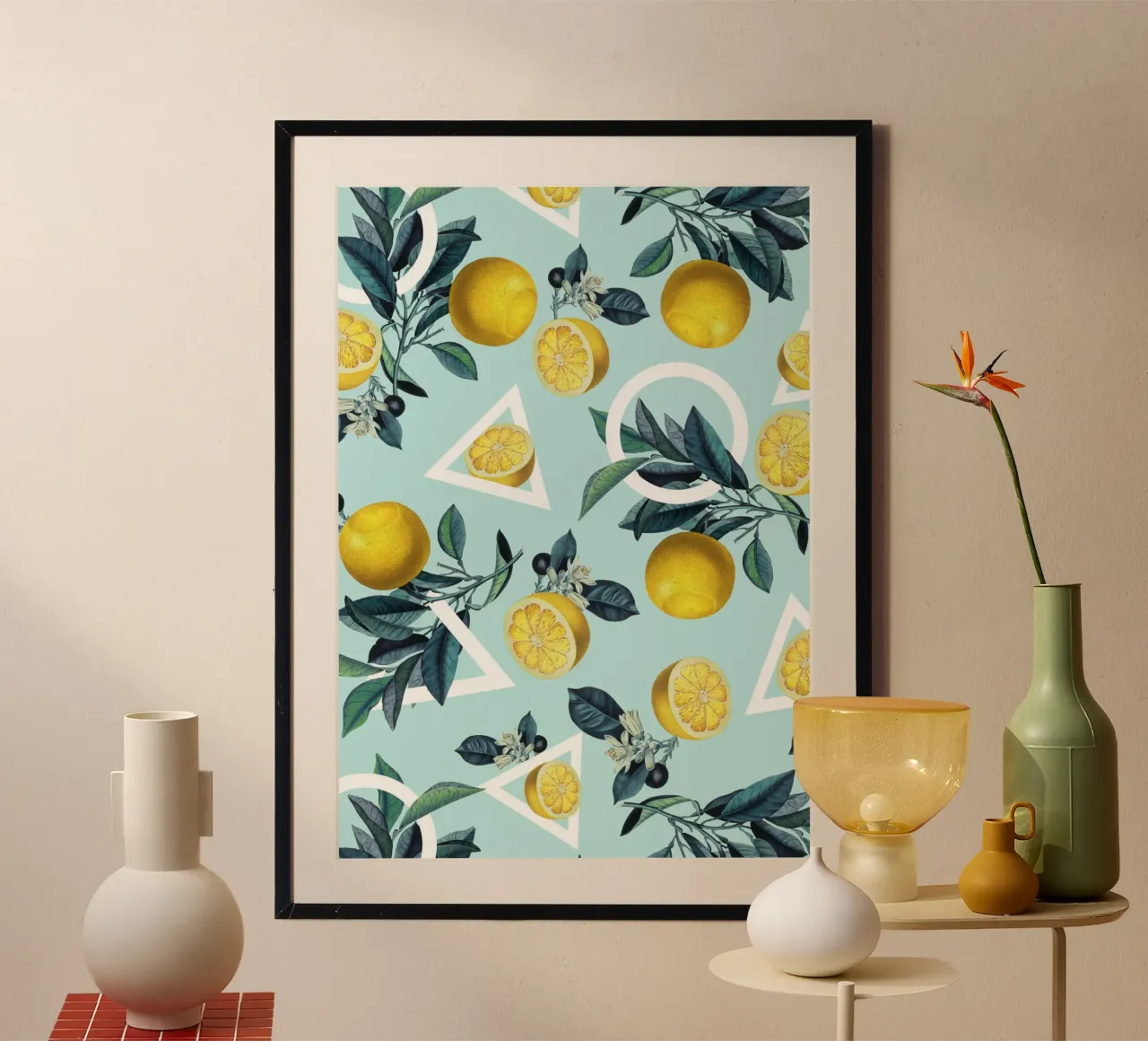 Geometric and Lemon Pattern III carta hahnemühle da burcukorkmazyurek