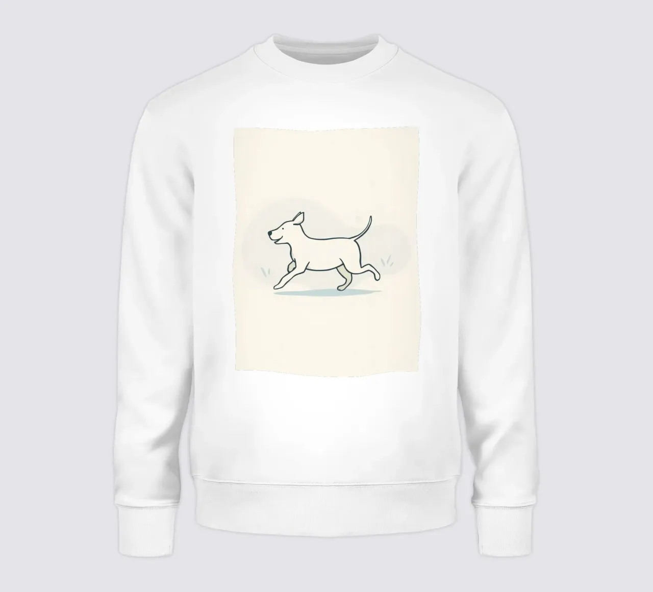 Un cane felice corre giocoso in un campo erboso in una giornata di sole felpa da DesignDoodle