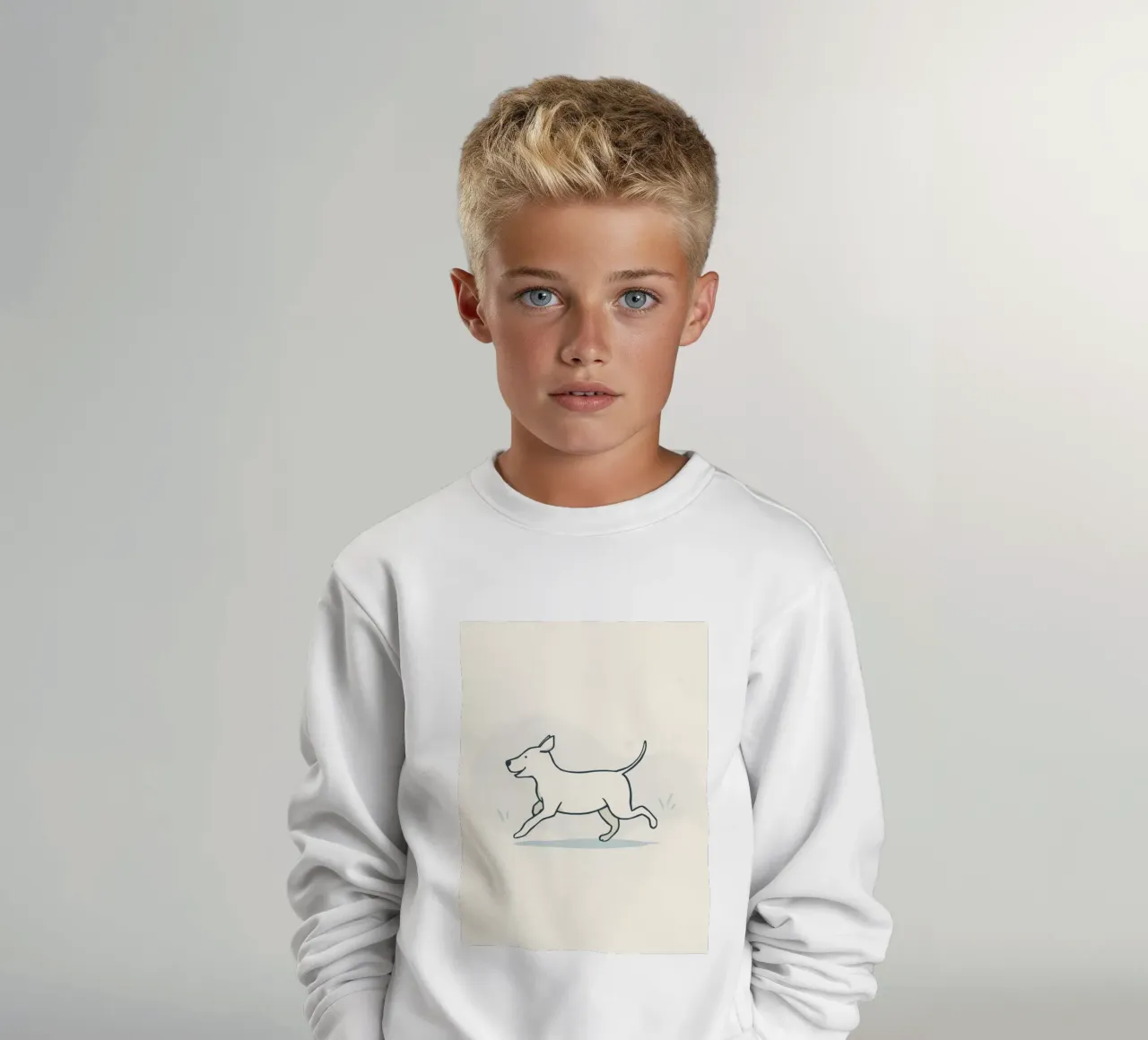 Un cane felice corre giocoso in un campo erboso in una giornata di sole felpa bambino da DesignDoodle