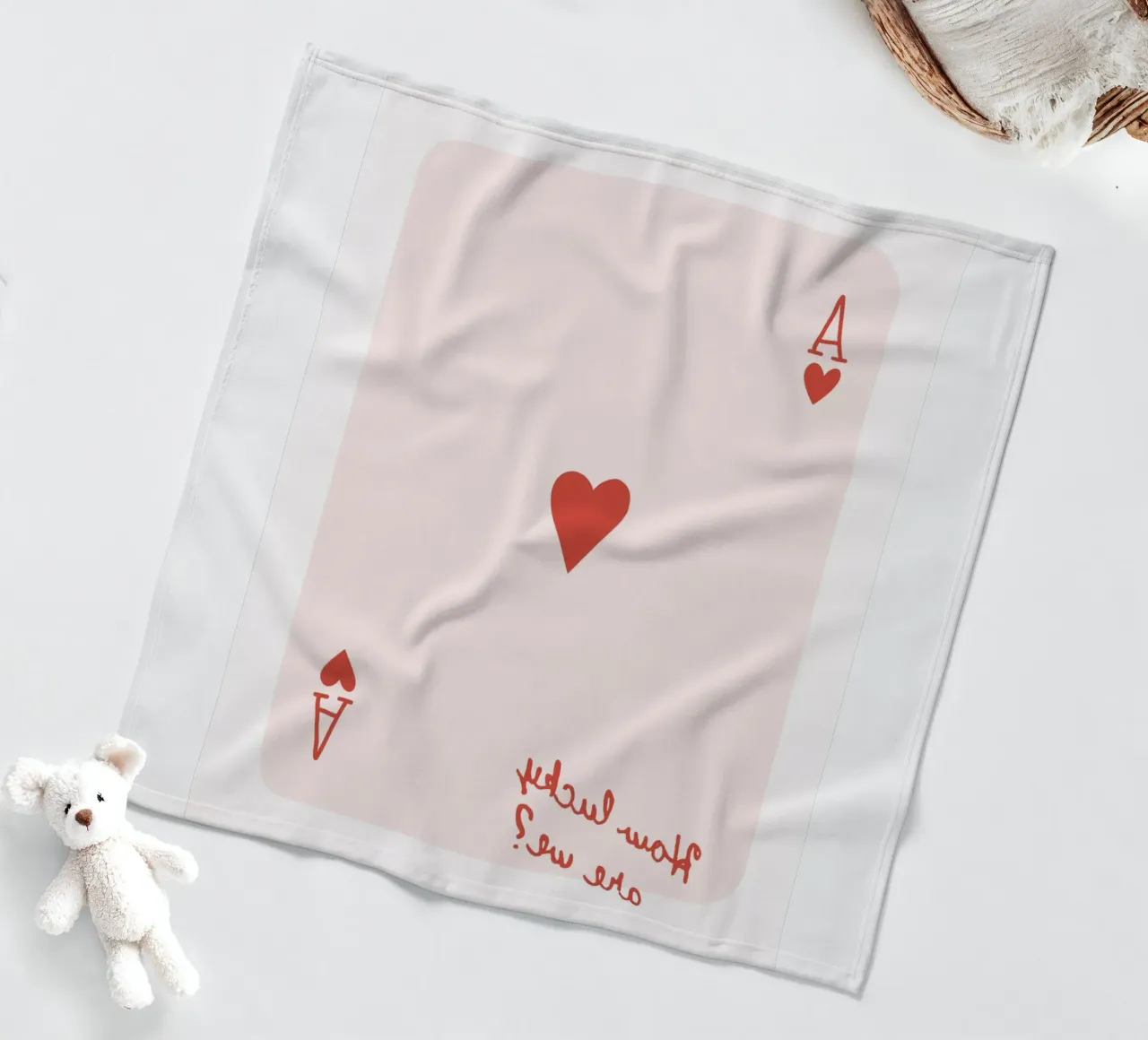 Red Ace of Hearts fleece blanket by IamHomeStudio