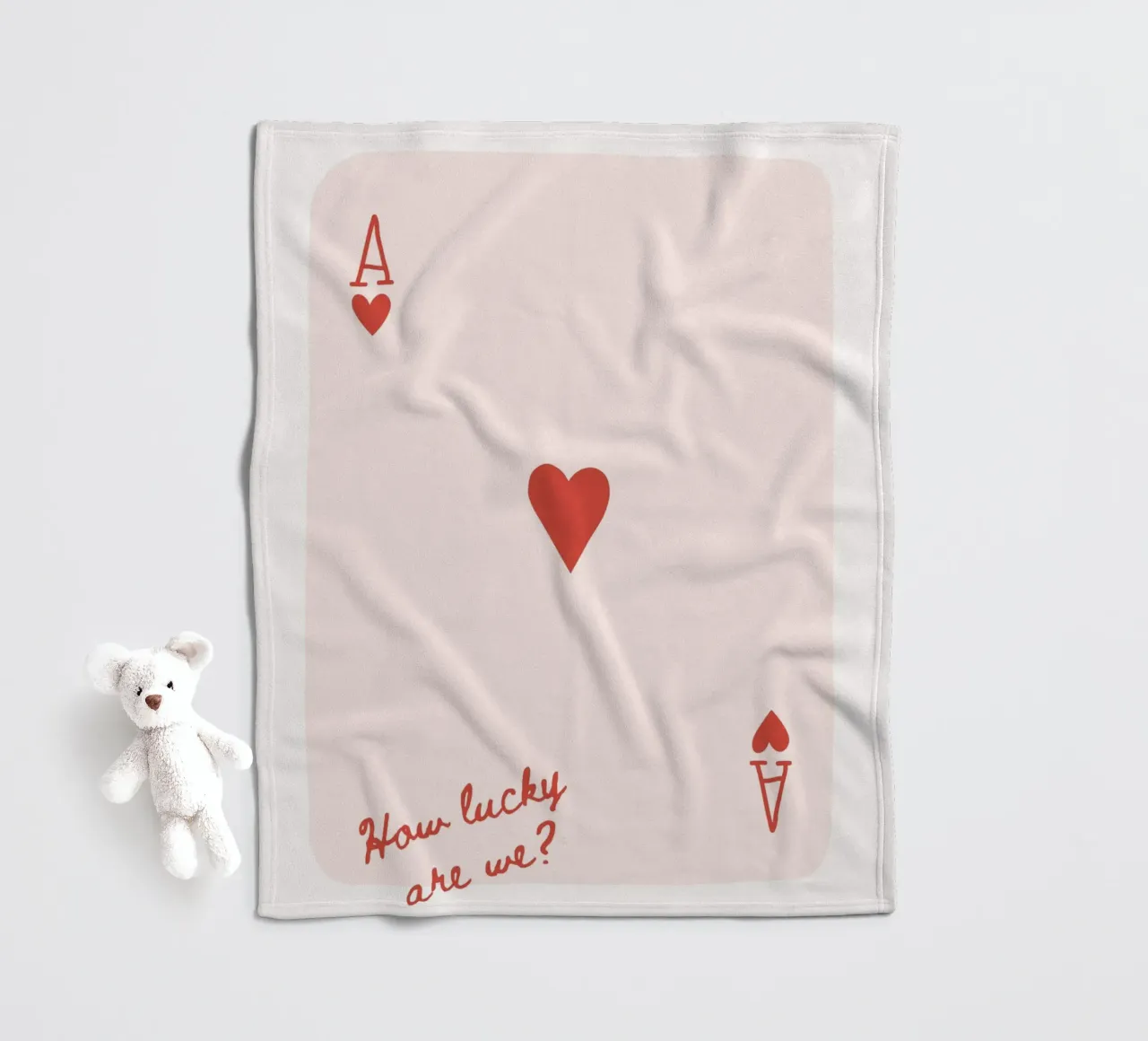 Red Ace of Hearts fleece blanket by IamHomeStudio