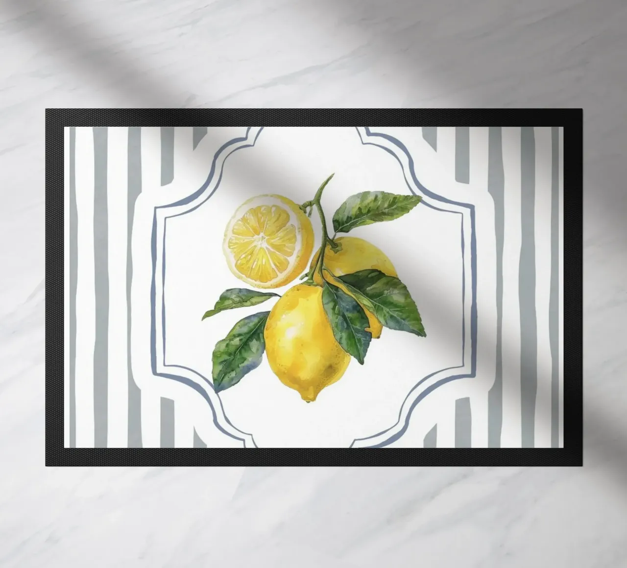 Lemon and stripes doormat by IamHomeStudio