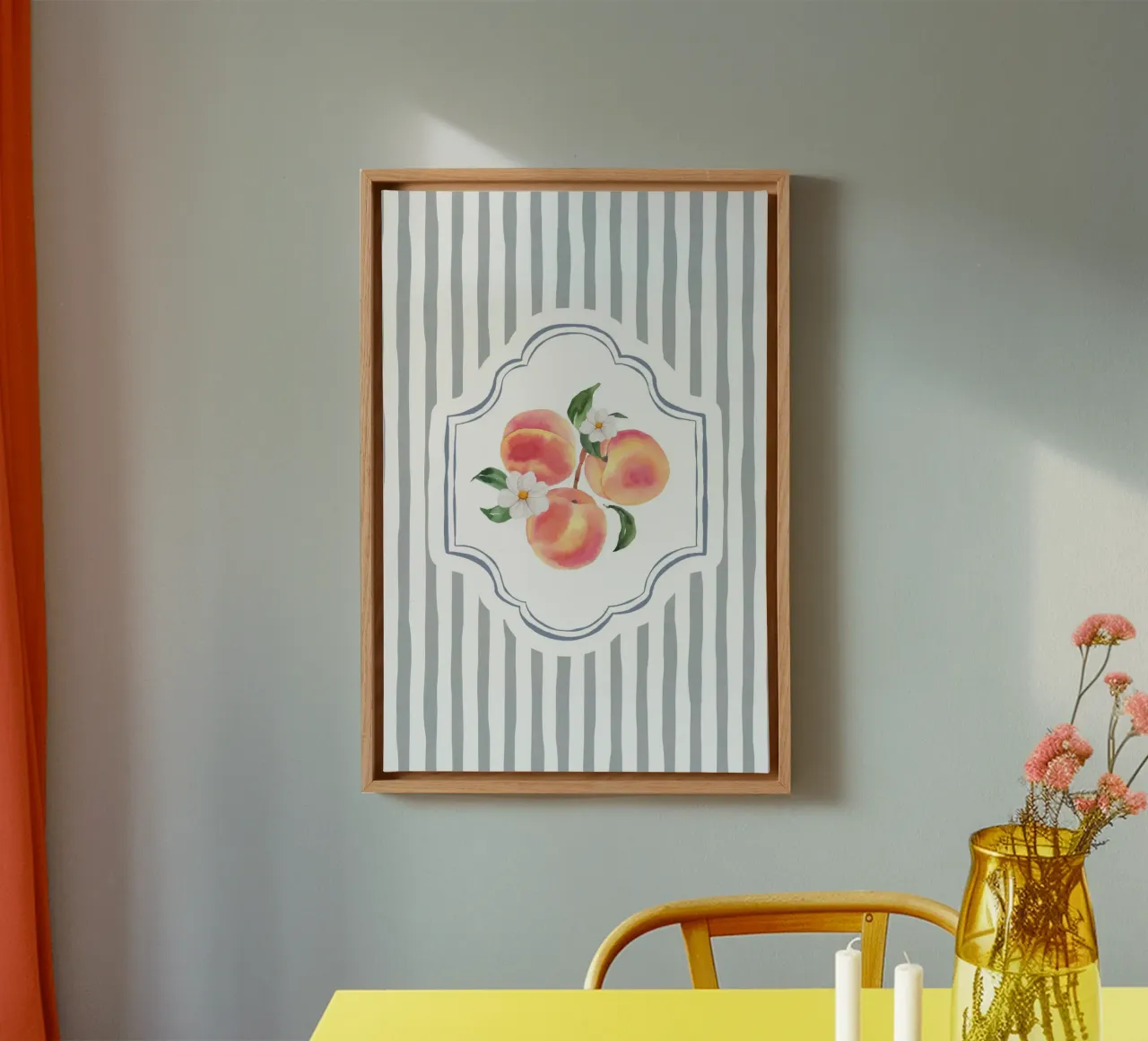 Perziken canvas met Baklijst van IamHomeStudio