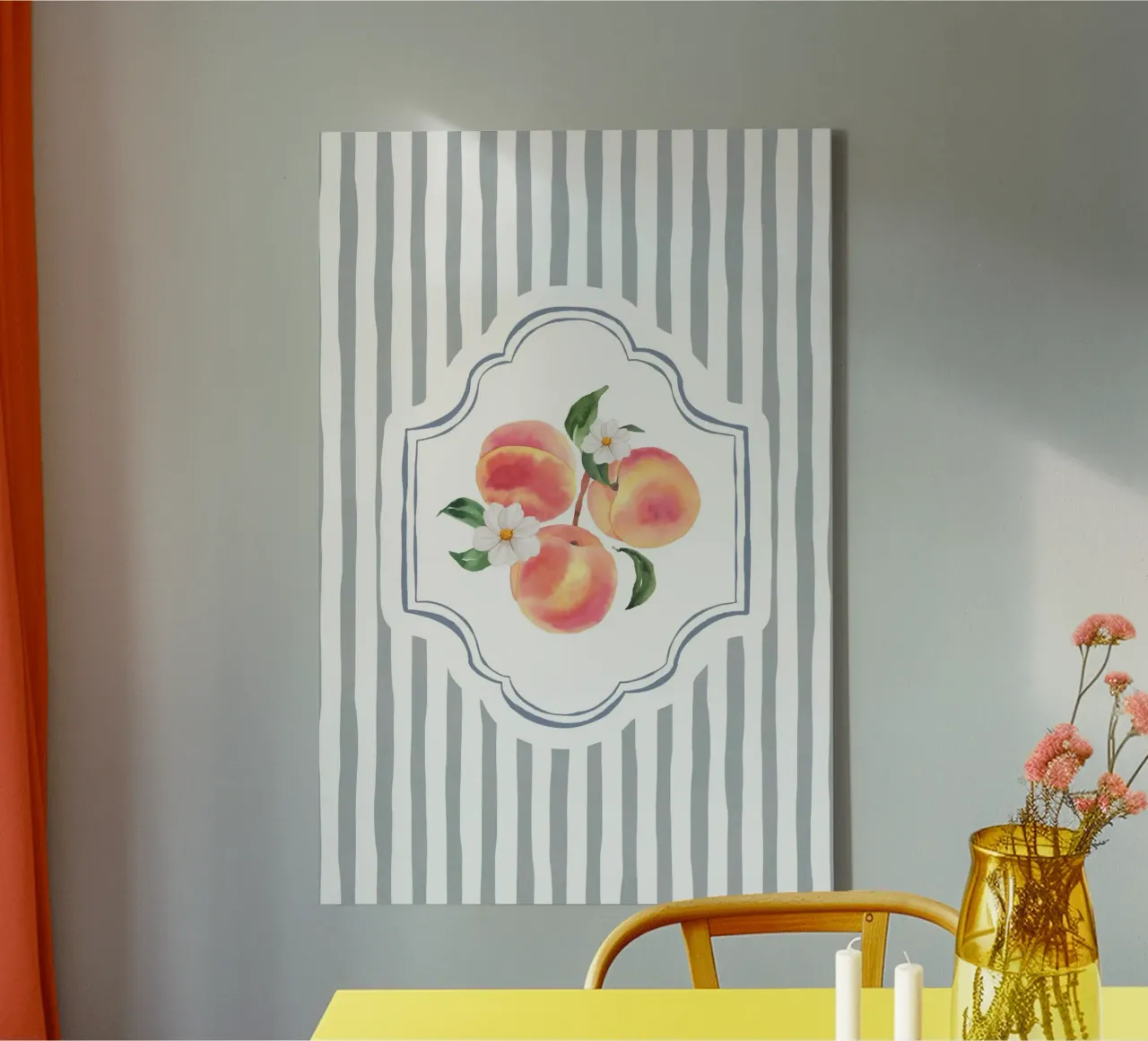 Perziken canvas met Baklijst van IamHomeStudio
