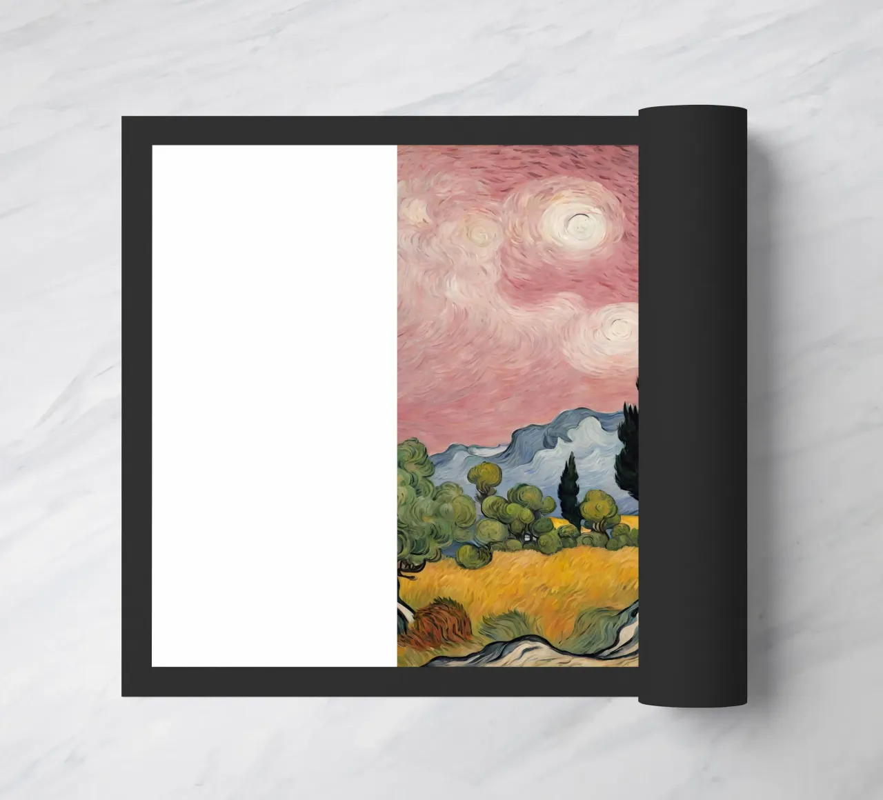 view of pine trees under pink sky doormat by Piper Shop Oke