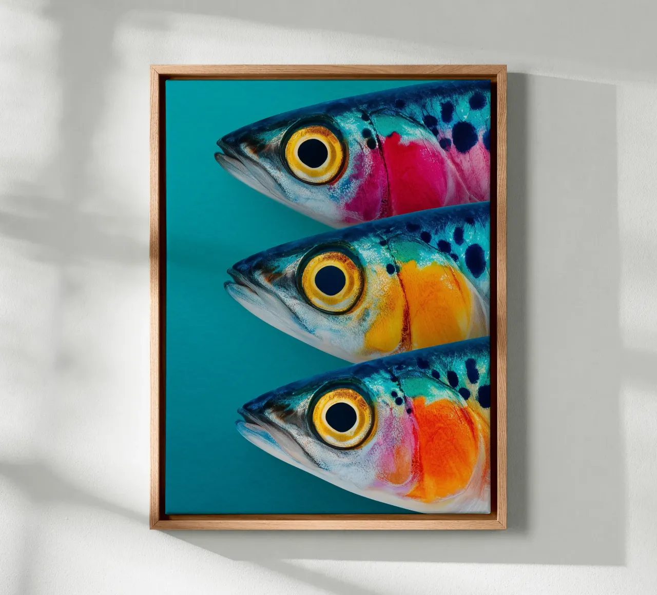 Sardine artistiche colorate tela con Cornice a cassetta da Spice & Style