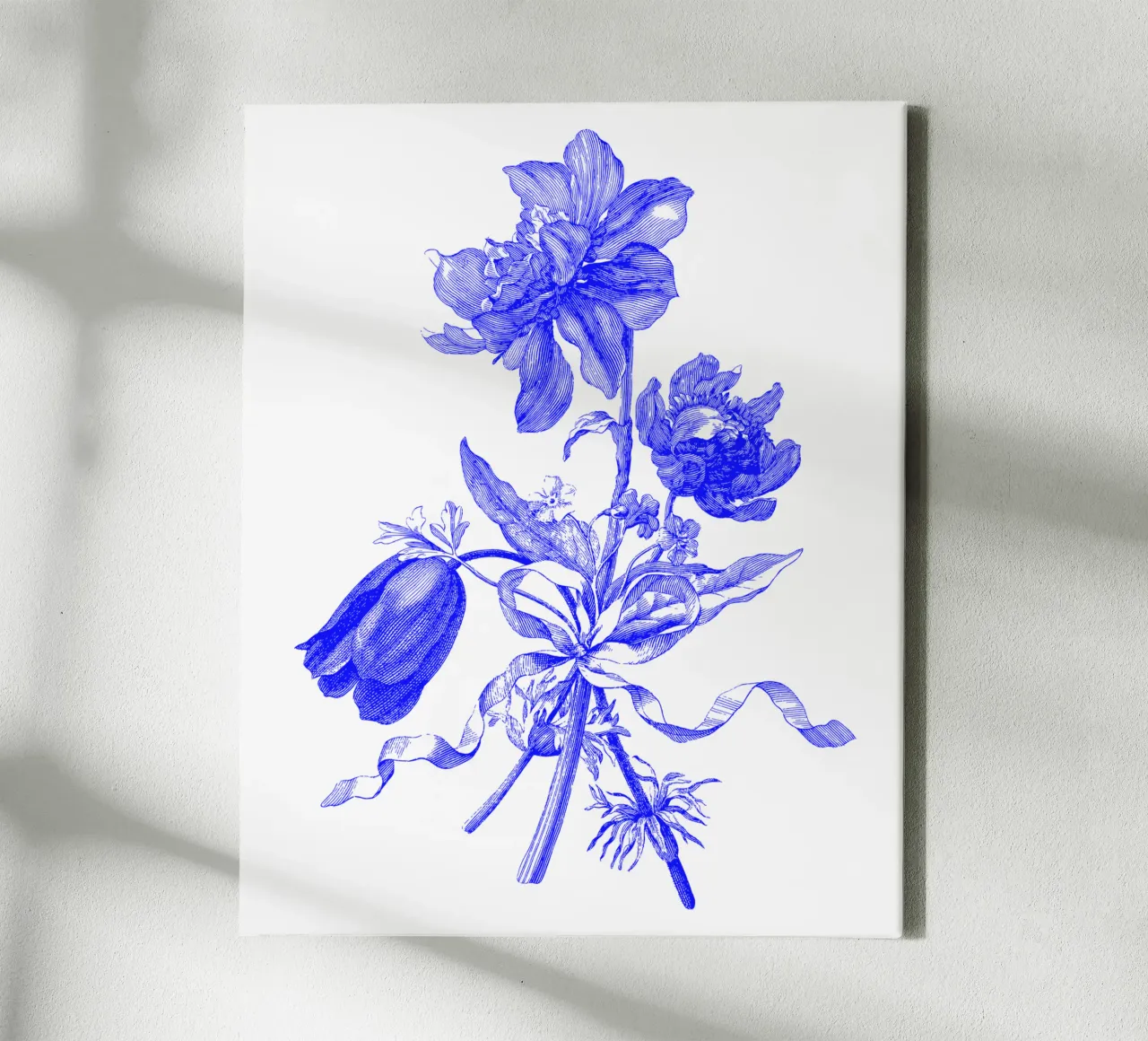 Bouquet di romantici fiori blu tela con Cornice a cassetta da morphinaeblue